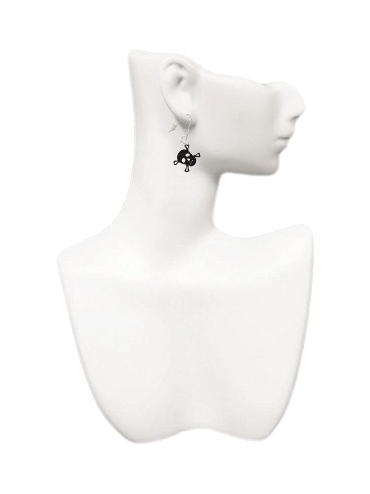 Delight Jewelry Acrylic Small Skull & Heart French Clip Earrings for Women - Gothic Punk Style Fashion Accessories for Parties, Halloween & Everyday Wear