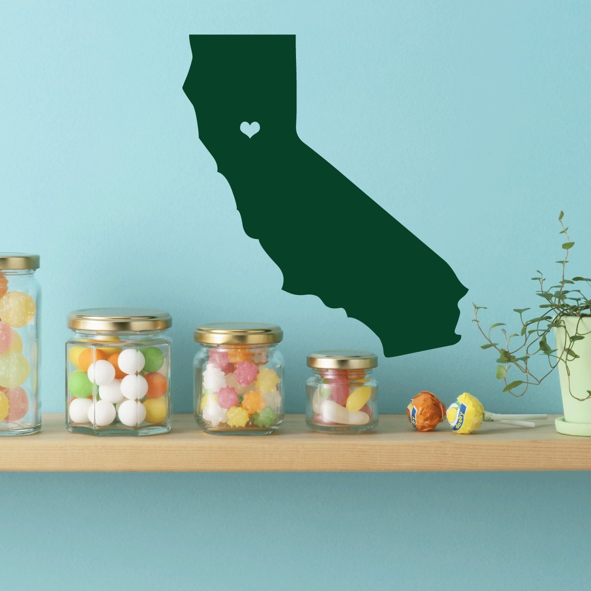 California State Decal with Heart - Premium Vinyl Wall Art Sticker for Home, Bedroom, Living Room Decor - Perfect for DIY Home Decoration, Housewarming Gifts & Nursery Wall Art