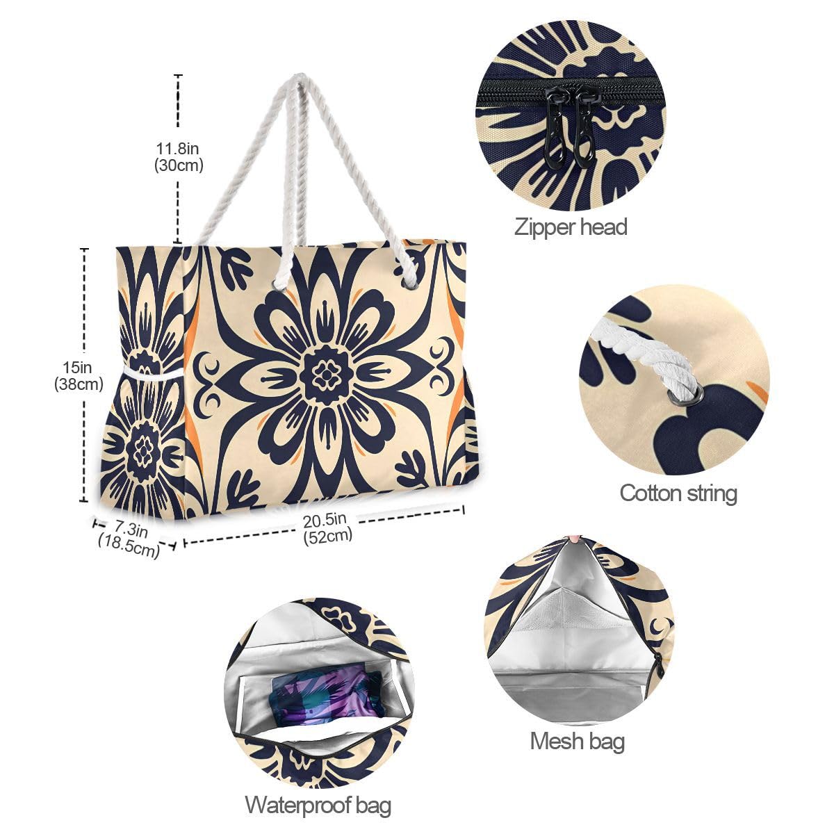 Senya Large Beach Shoulder Bag - Water Resistant Canvas Tote for Women, Gym, Travel & Daily Use | Perfect for Pool, Shopping & Work Commute