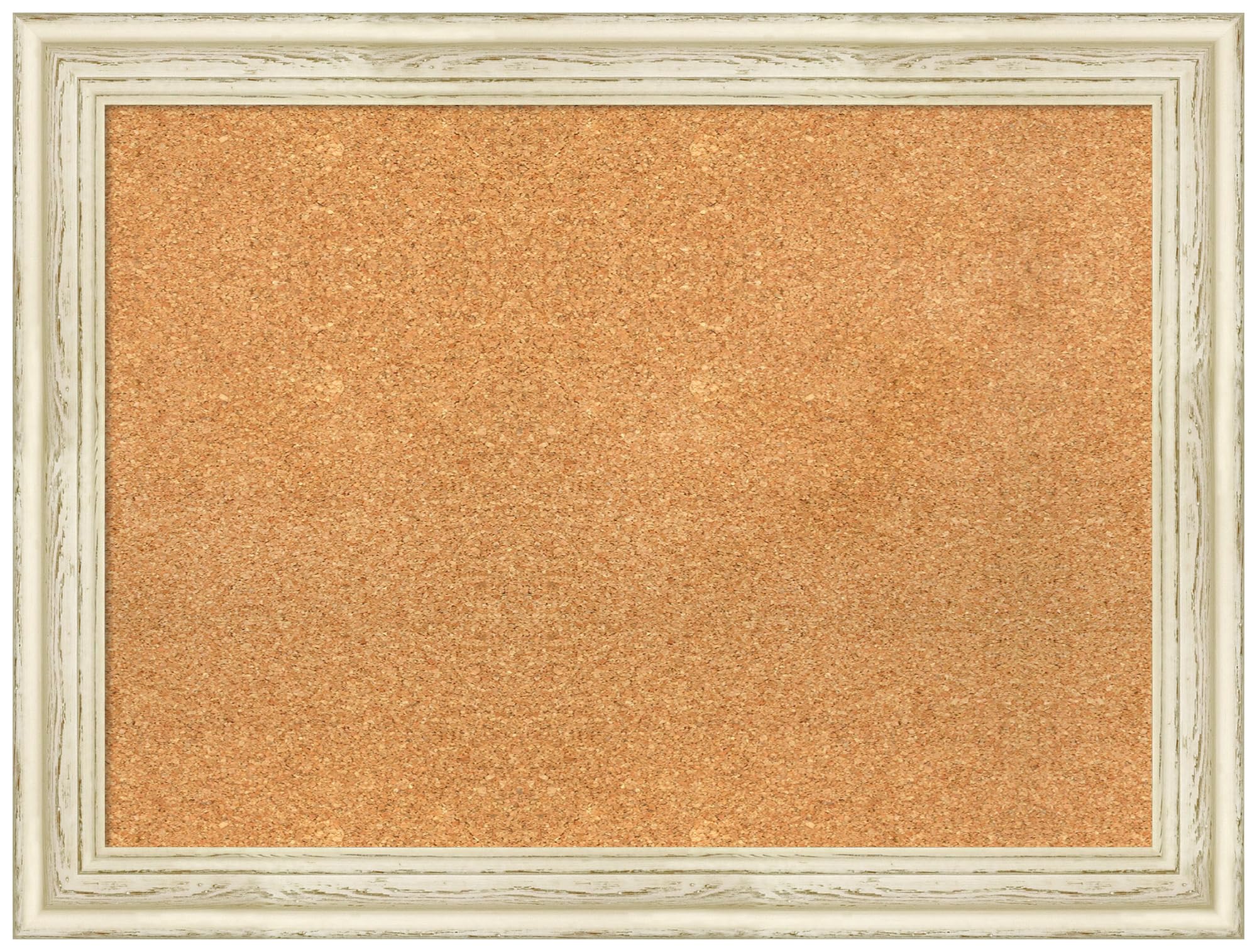 Amanti Art 24x32 Inch Natural Cork Bulletin Board with White Wood Frame - Rustic Farmhouse Office Decor for Vision Boards, Home Organization & Displaying Photos, Notes, Memos - Perfect for Home Office, Dorm Room or Classroom