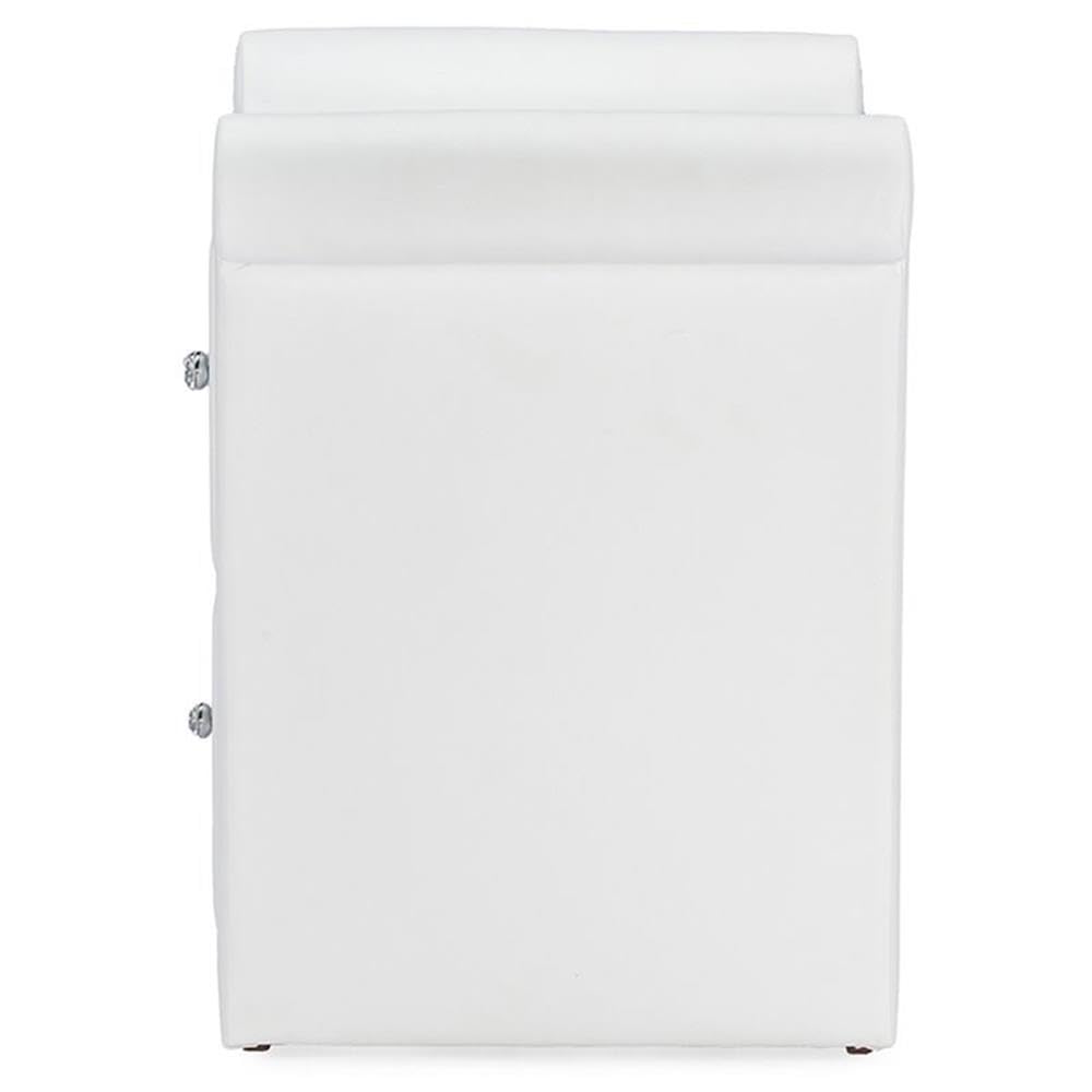 Baxton Studio Victoria White Faux Leather Modern Nightstand - Large Bedside Table with Storage for Bedroom, Living Room & Office