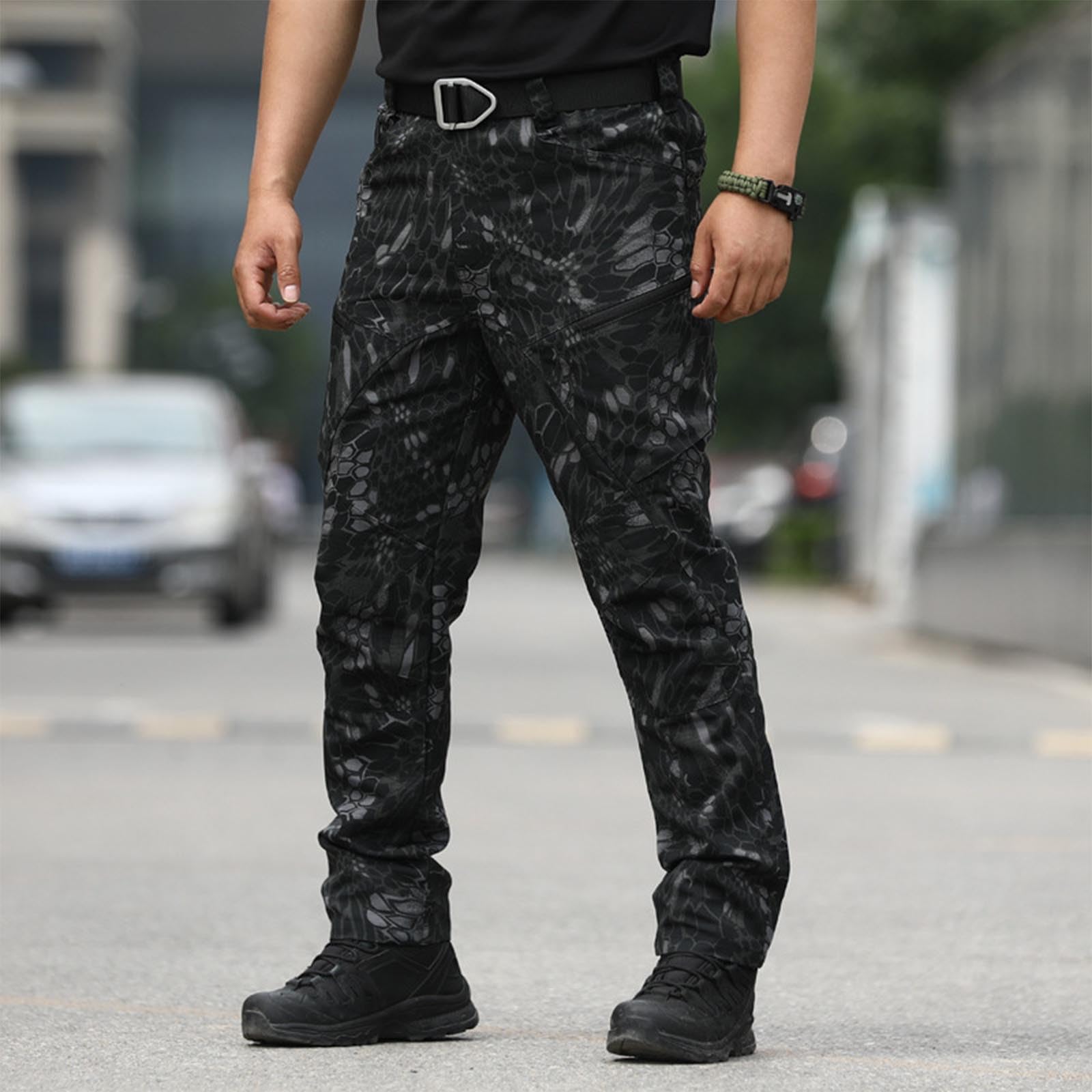 SDYCUI Men's Camo Tactical Pants - Water Resistant Ripstop Cargo Pants for Hiking, Work & Outdoor Activities with Multiple Pockets | Durable Military Style Pants for Hunting, Camping & Tactical Use