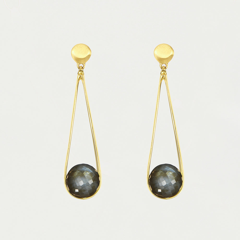Labradorite Mini Ipanema Earrings - Handmade Sterling Silver Dangle Earrings for Women | Boho Chic Jewelry Gift for Birthday, Wedding & Everyday Wear