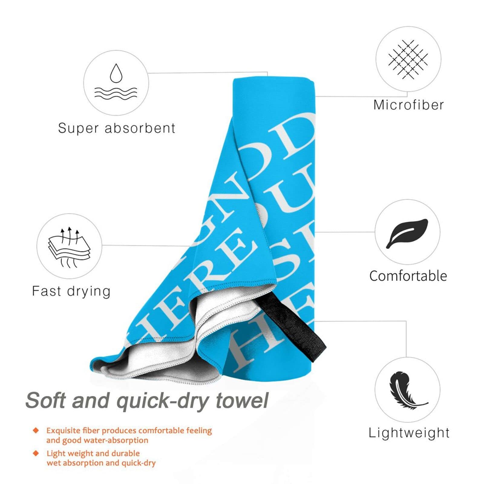 Customizable Sand-Proof Beach Towels - Quick Dry, Packable & Lightweight for Travel, Pool, Yoga & Outdoor Activities
