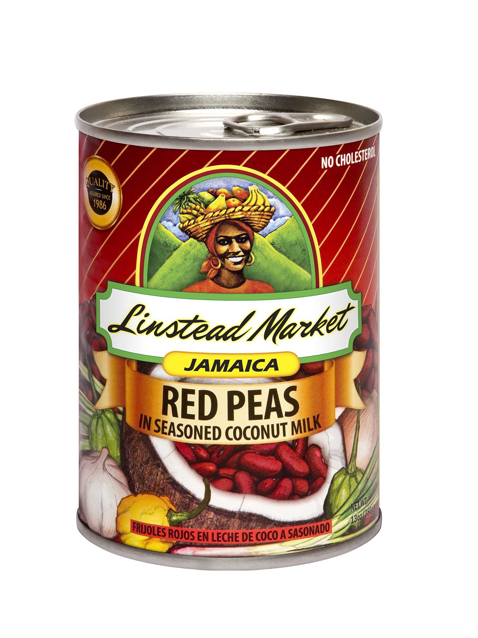 Organic Linstead Market Jamaica Red Peas (Kidney Beans) in Seasoned Coconut Milk - 13oz Can | Authentic Caribbean Recipe | Perfect for Stews, Rice & Peas, and Vegan Meals