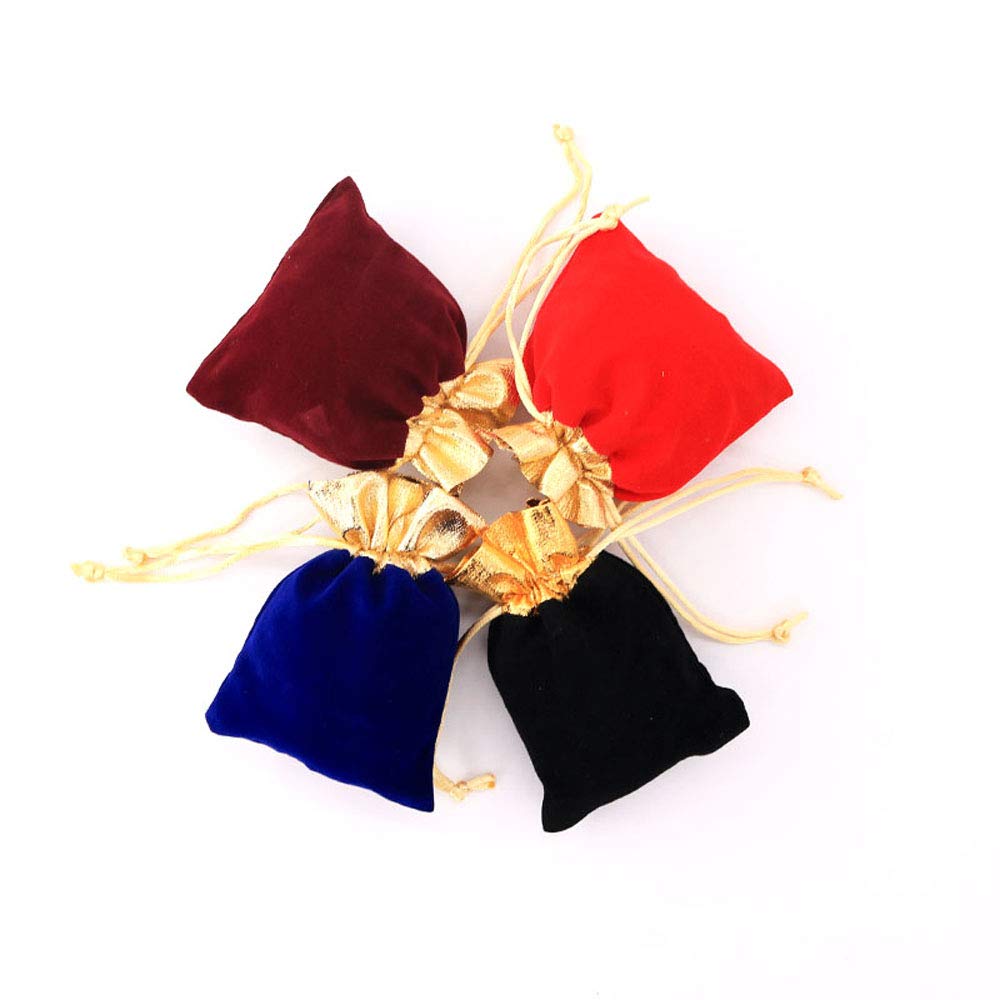 50PCs Soft Velvet Drawstring Pouches with Gold Trim - Jewelry Gift Bags for Wedding, Party Favors, Candy, Cosmetics & Small Keepsakes - Elegant Packaging for Special Occasions