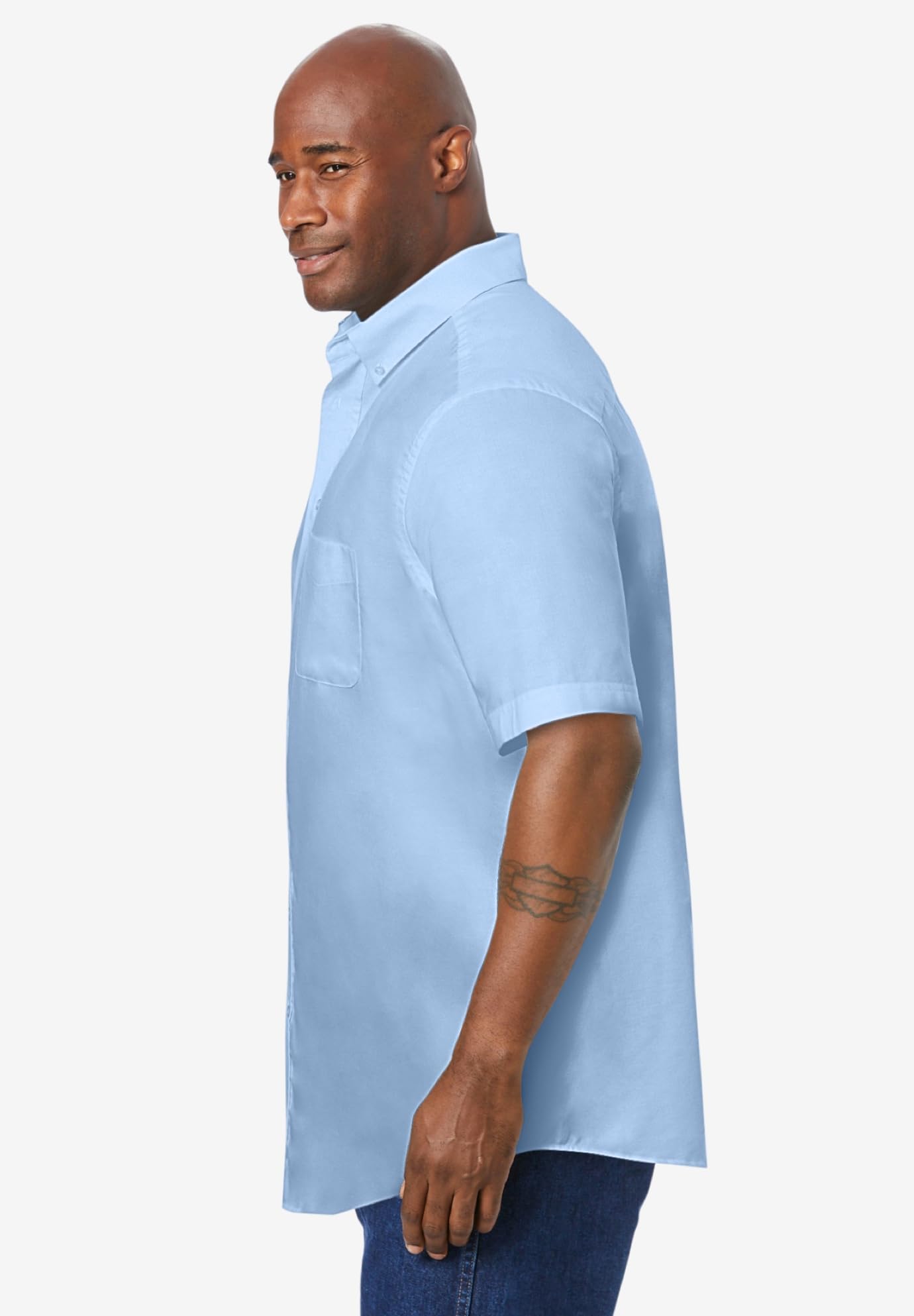 KingSize Men's Big & Tall Wrinkle-Free Short Sleeve Oxford Dress Shirt for Business Casual & Office Wear | Comfortable Formal Shirt for Large Men