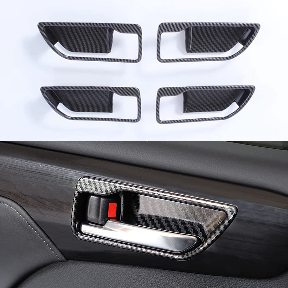 XITER 4pcs Carbon Fiber Car Interior Door Handle Bowl Cover Trim for Toyota Highlander 2020-2025 - Auto Door Decoration Protector Frame Accessories (Excludes Limited Platinum Models) | Perfect for Car Interior Upgrades & Customization