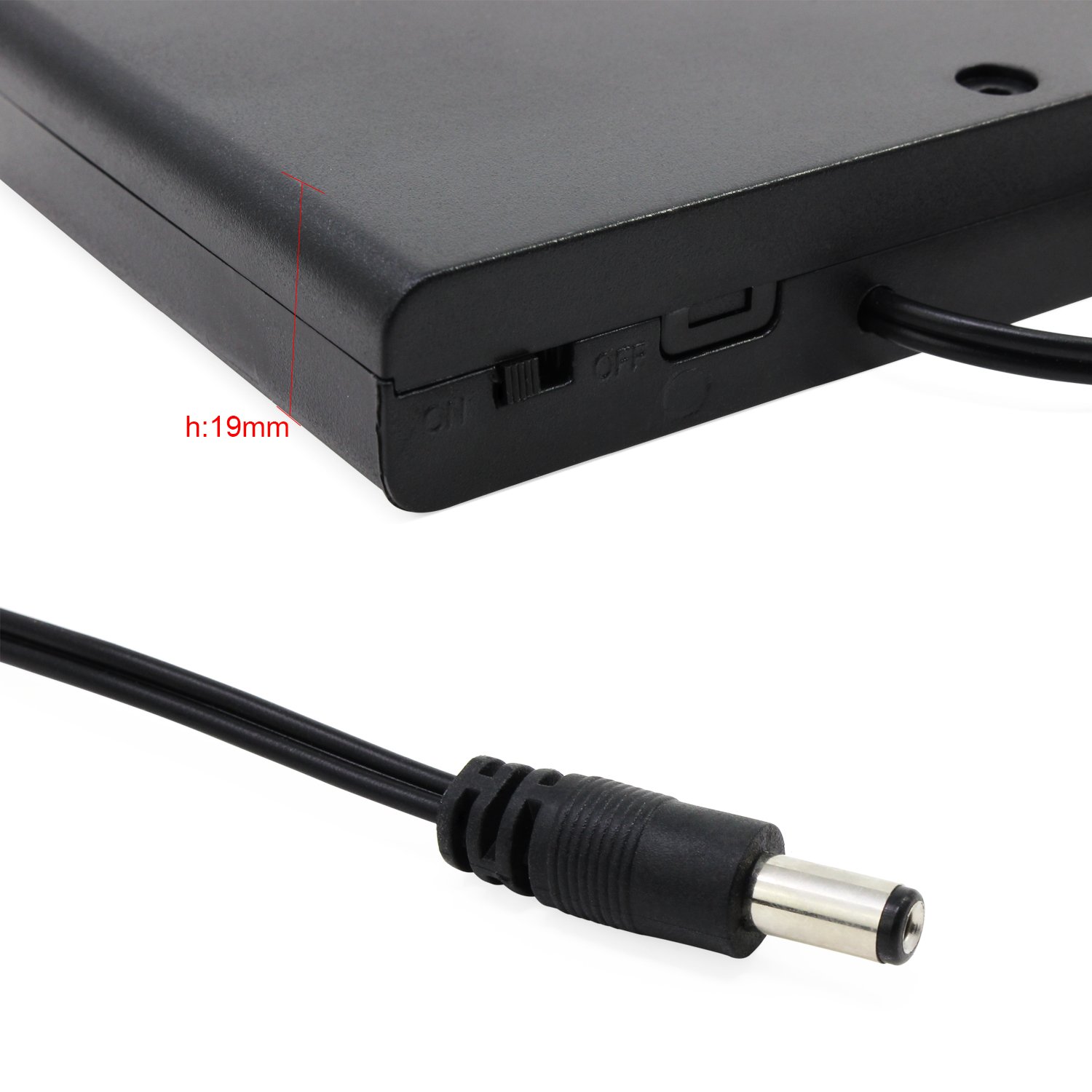 2 Pack 8 AA Battery Holder - 12V Plastic Storage Case with DC Plug for DIY Electronics, Toys & Emergency Power Supply