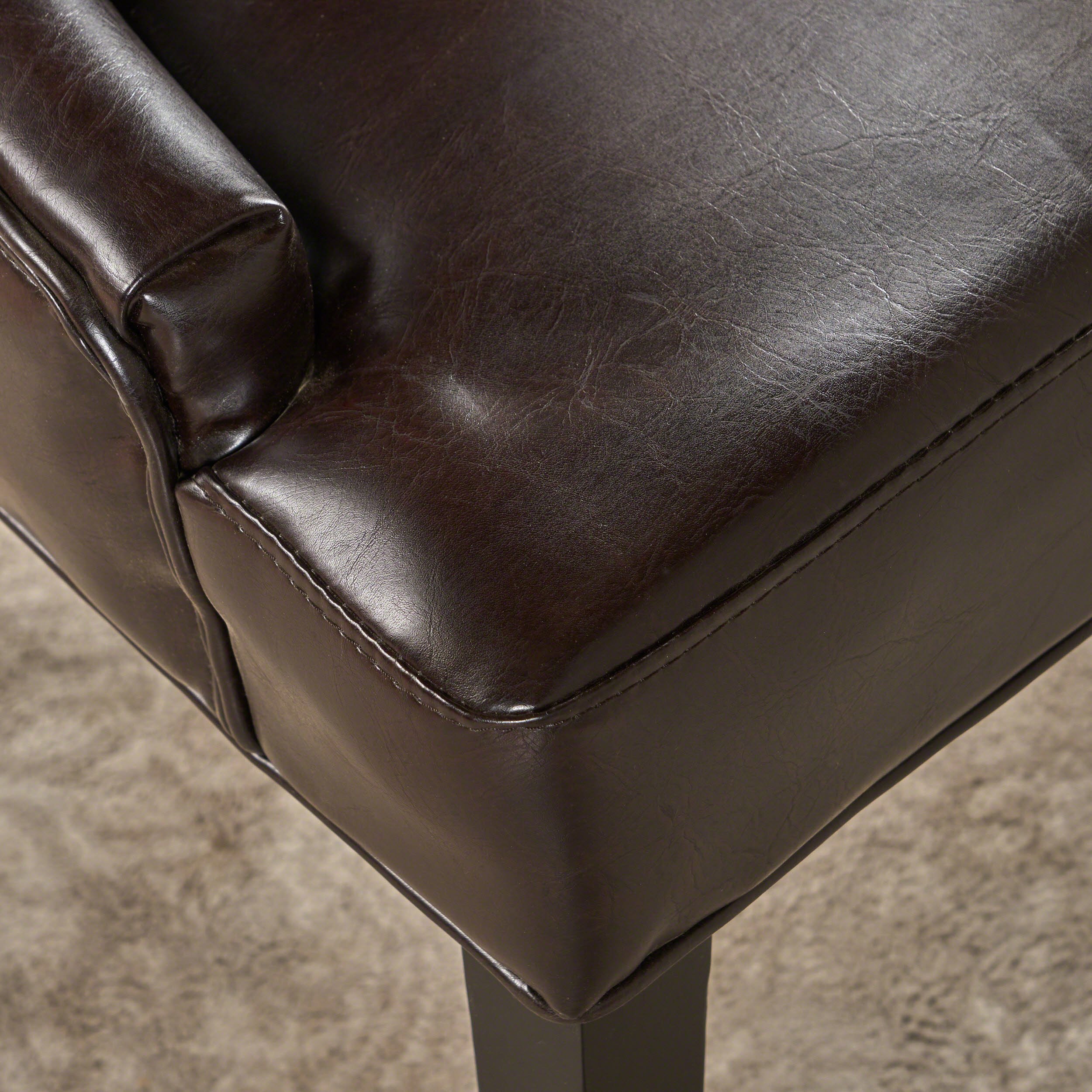Christopher Knight Home Hayden Tufted Brown Leather Dining Chairs Set of 2 - Premium Brown Leather Upholstered Dining Room Chairs for Kitchen, Dining Table, and Home Decor