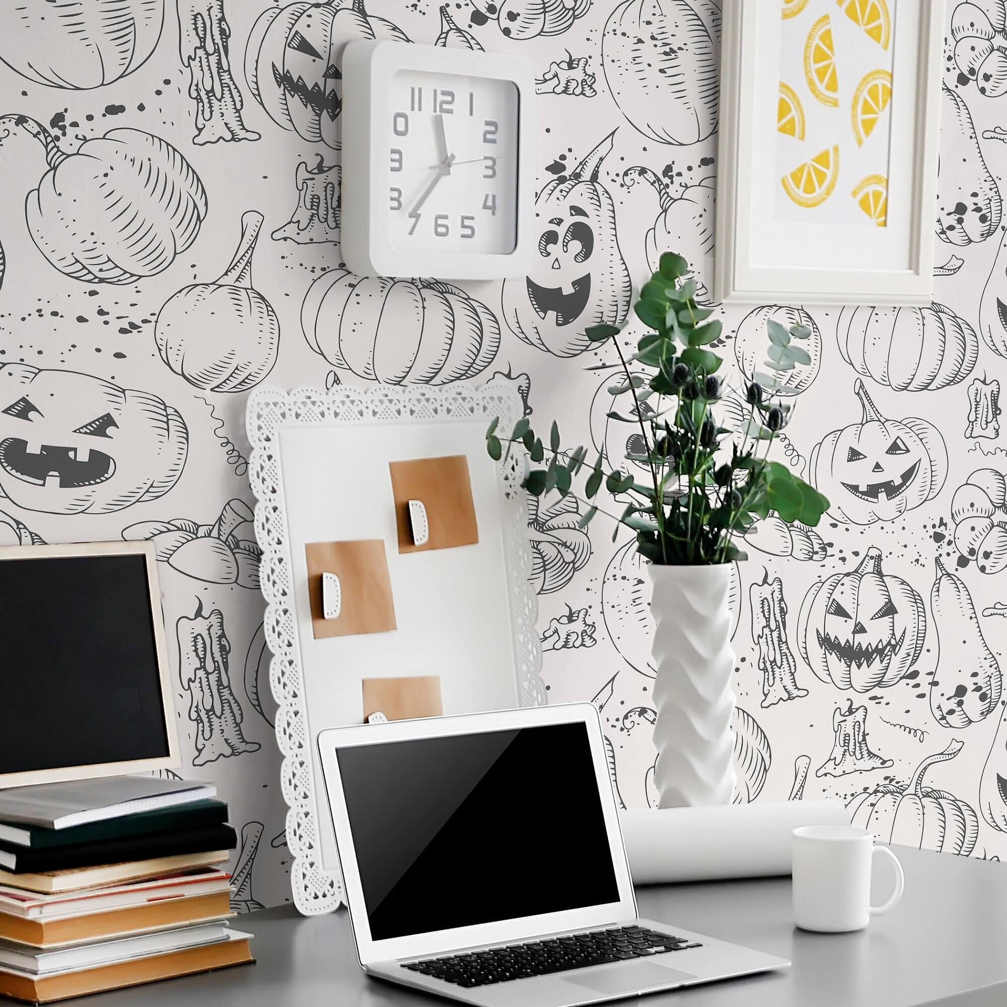 Black Motif Peel and Stick Removable Wallpaper - Self-Adhesive Decorative Wall Covering for Bedroom, Living Room, and Office Decor