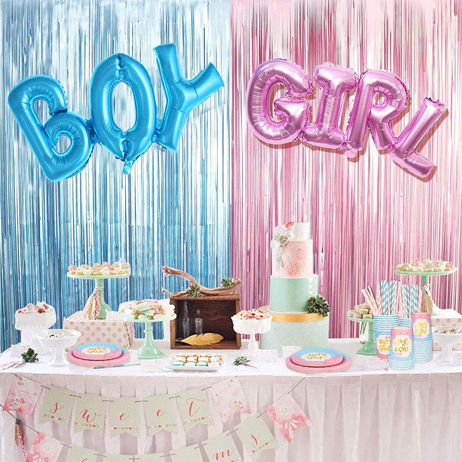125 Pcs Gender Reveal Party Supplies Kit - Plates, Napkins & Cups Set for Baby Shower Decorations - Perfect for Gender Reveal Games, Celebrations & Photo Backdrops