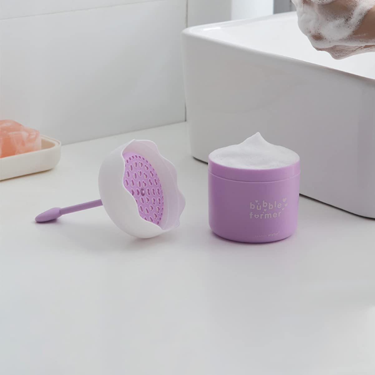 LALAFINA 3-Piece Push Beauty Bubble Maker Set - Facial Foam Cup, Face Wash Foamer, Skincare Foam Cleaner & Milk Frother - Hand Pressure PP Foam Whip Maker for DIY Skincare & Coffee Foam