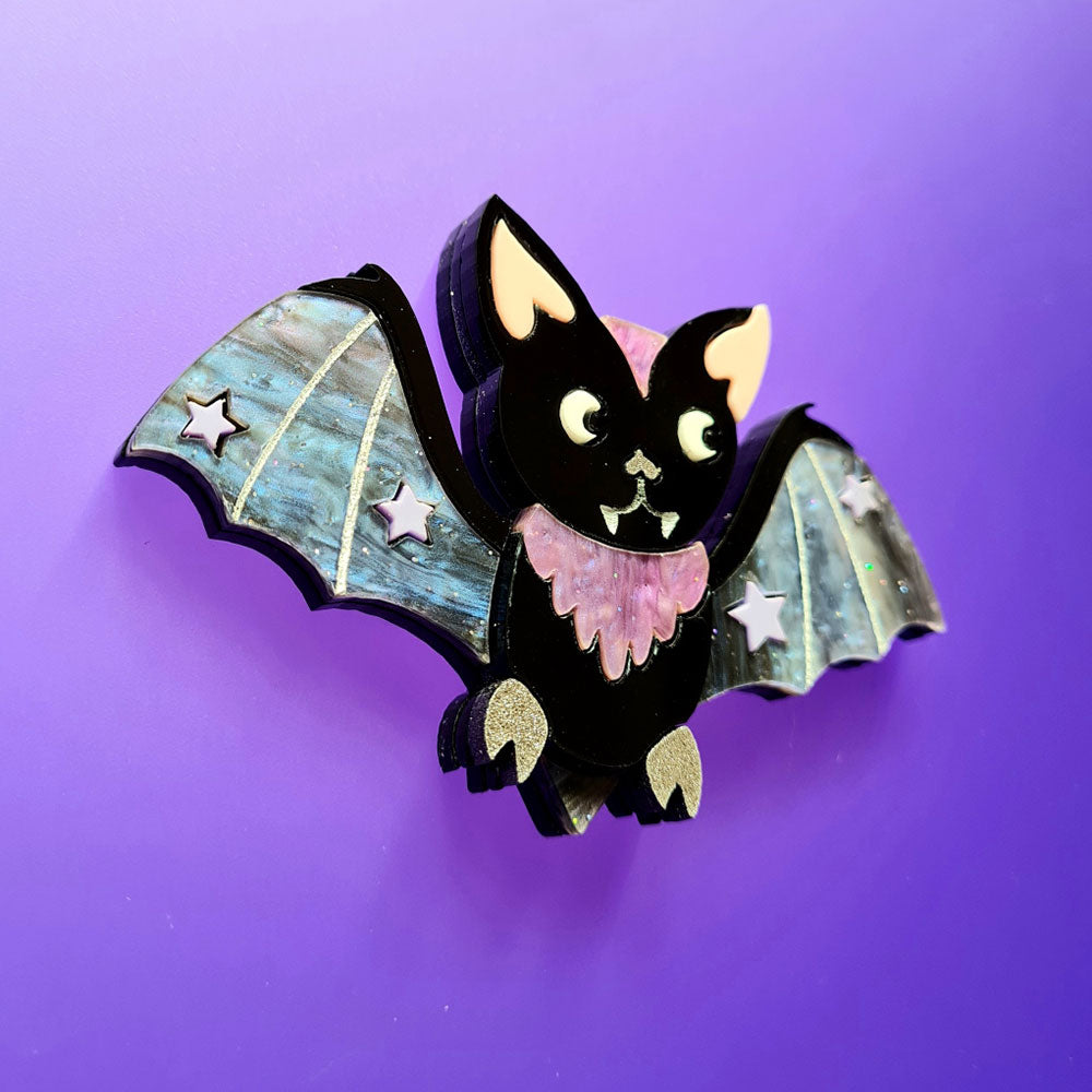 Cherryloco Baby Bat Brooch - Cute Gothic Bat Pin for Kids & Baby Girls - Perfect for Halloween Costumes, Baby Shower Gifts & Nursery Decor