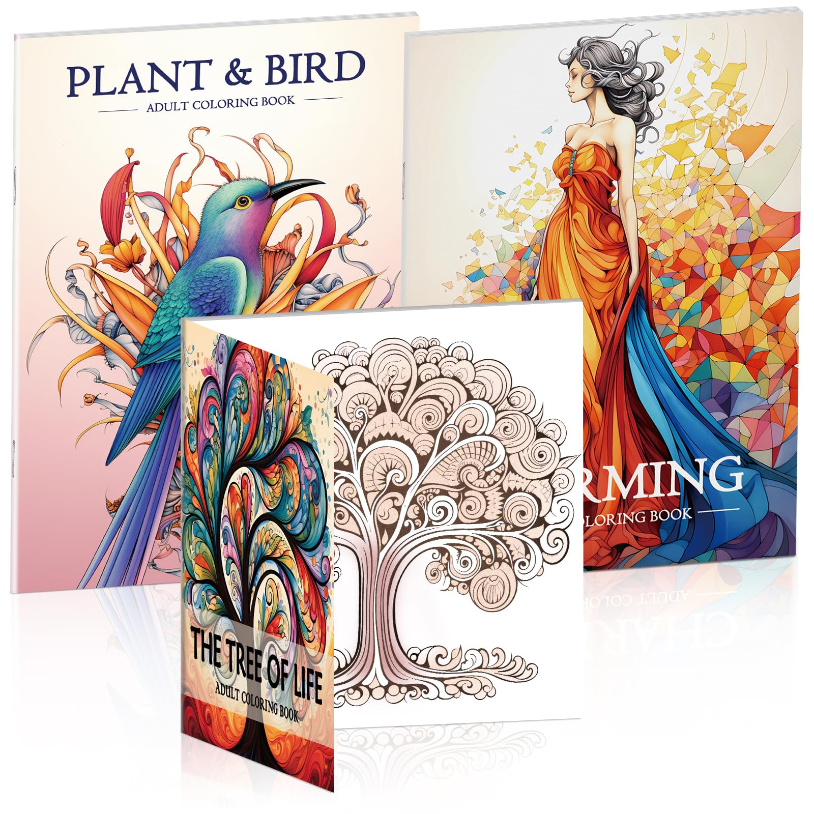 Premium Adult Coloring Books Set of 3 - 96 Pages Stress Relief & Mindfulness Coloring Books for Women, Anxiety Relief & Relaxation - Perfect for Meditation, Art Therapy & Creative Gift Ideas
