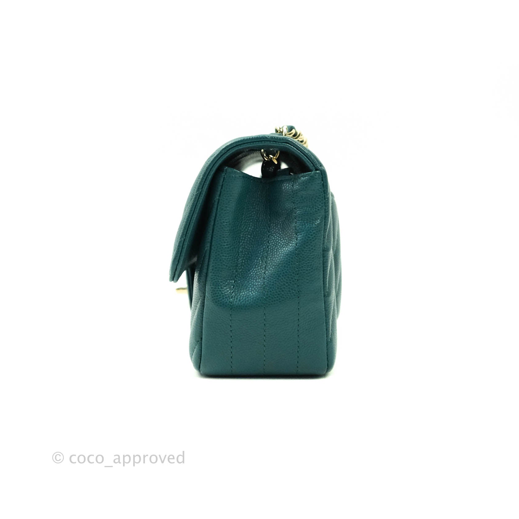 Chanel Chevron Mini Rectangular Caviar Leather Flap Bag - Dark Green with Gold Hardware | Luxury Crossbody Purse for Women, Perfect for Evening Events & Date Nights