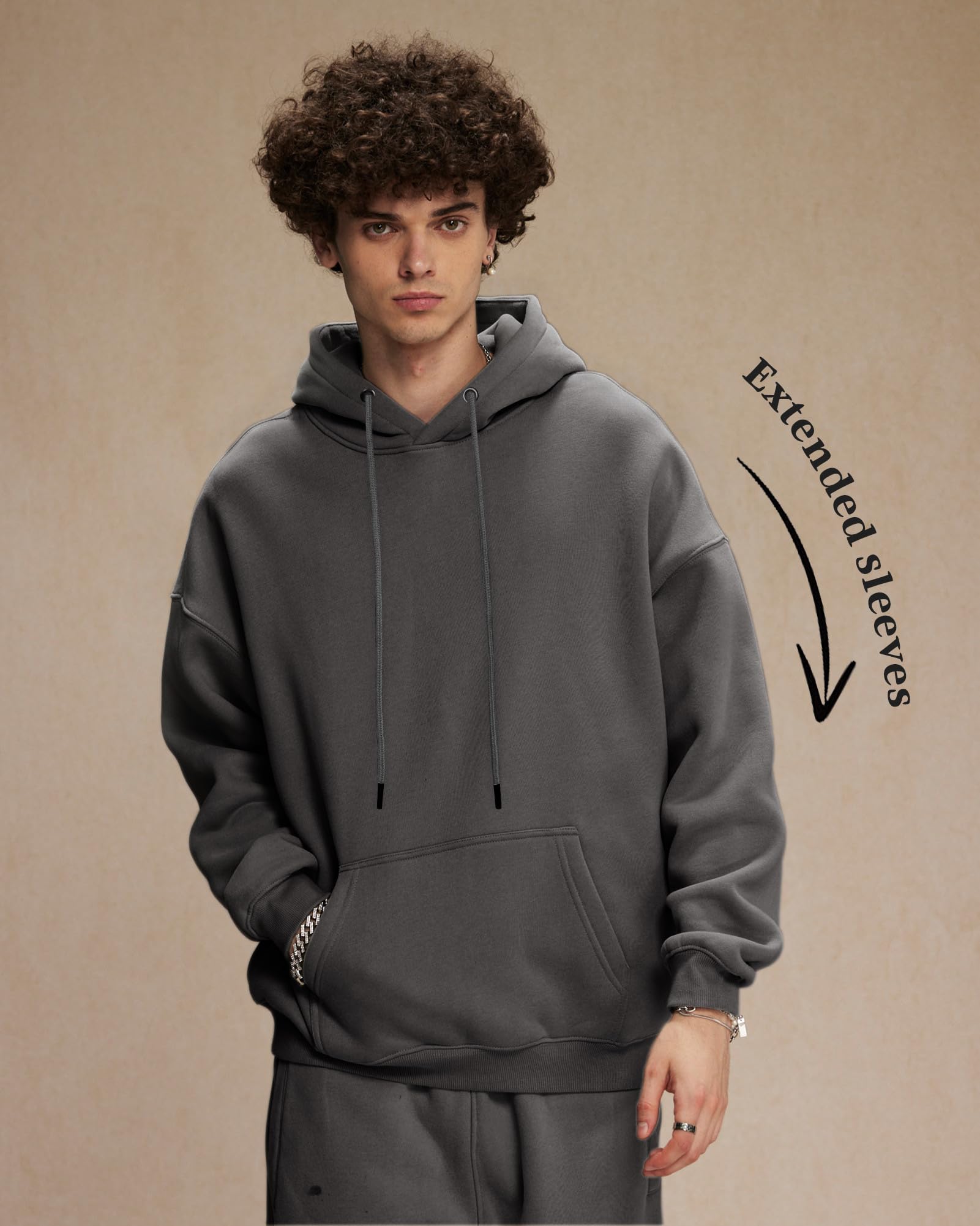 Men's Heavyweight Fleece Hoodie - Oversized Pullover Sweatshirt with Pocket | Casual Sportswear for Gym, Running & Streetwear