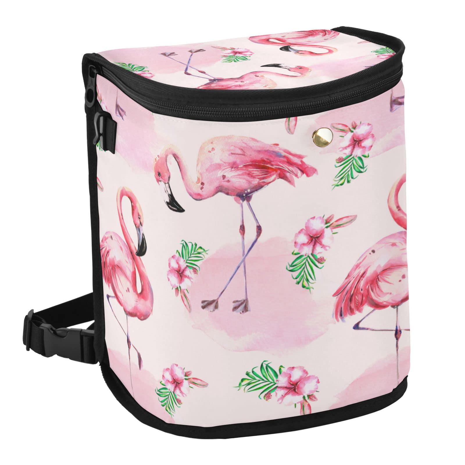 MNSRUU Leak-Proof Car Trash Can with Lid - Pink Watercolor Flamingo Design Hanging Car Garbage Bag Organizer for Front & Back Seat | Car Accessories, Road Trips, Travel & Daily Commute