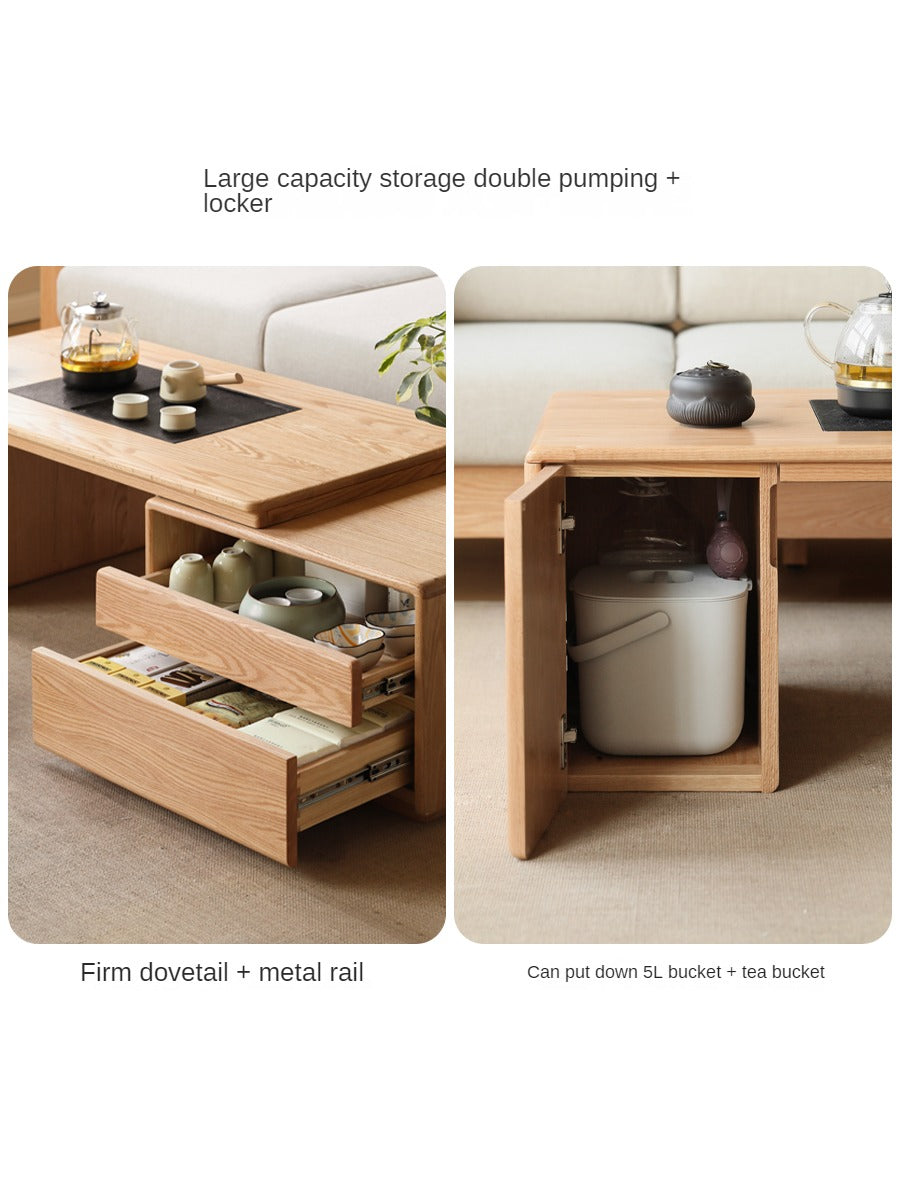 Solid Oak Wood Extendable Modern Coffee Table - Perfect for Living Room, Lounge, and Small Spaces