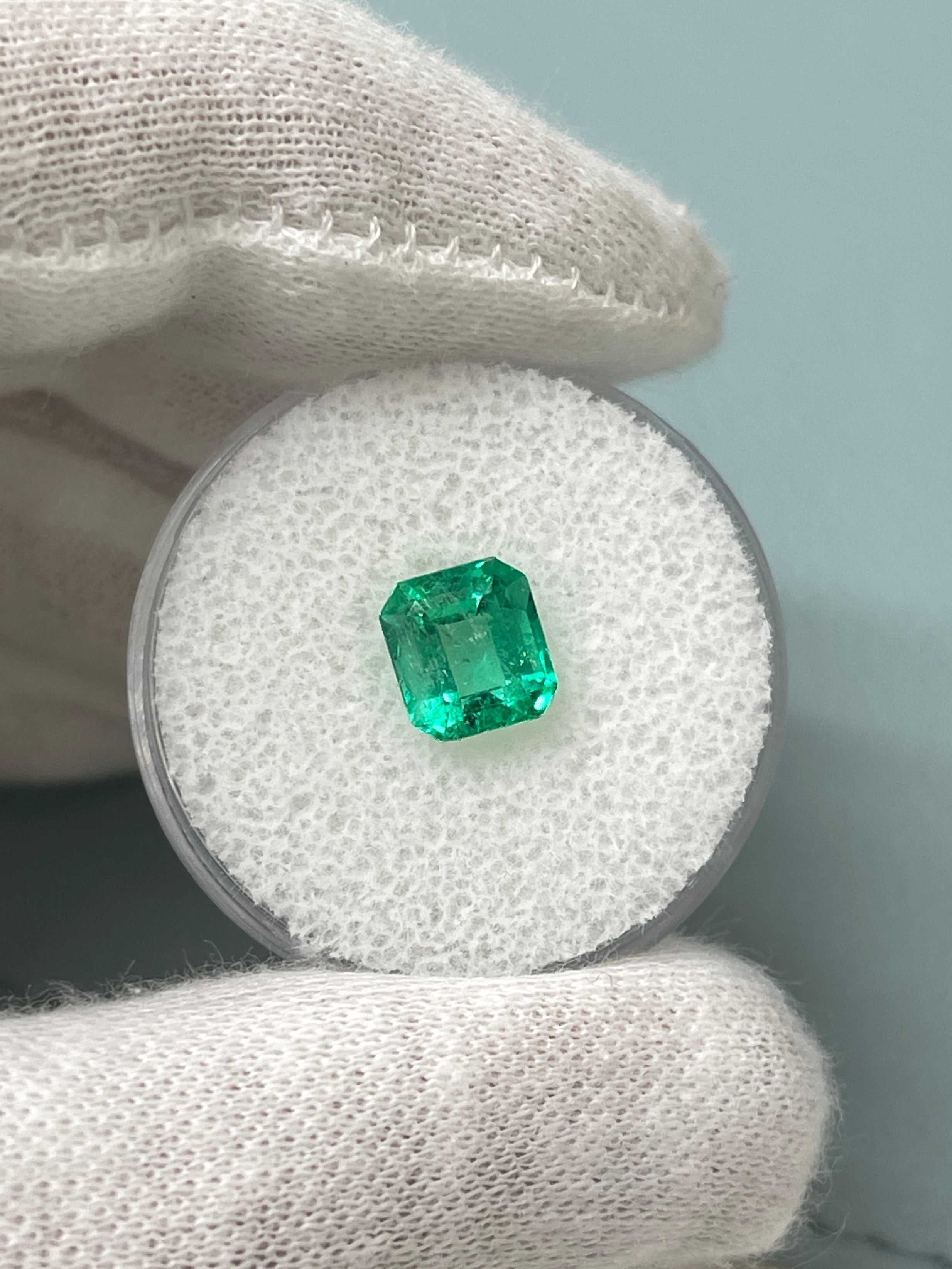 1.68 Carat 7.5x7mm Muzo Yellowish Green Asscher Cut Natural Colombian Emerald - Loose Gemstone for Jewelry Making, Engagement Rings & Luxury Collections
