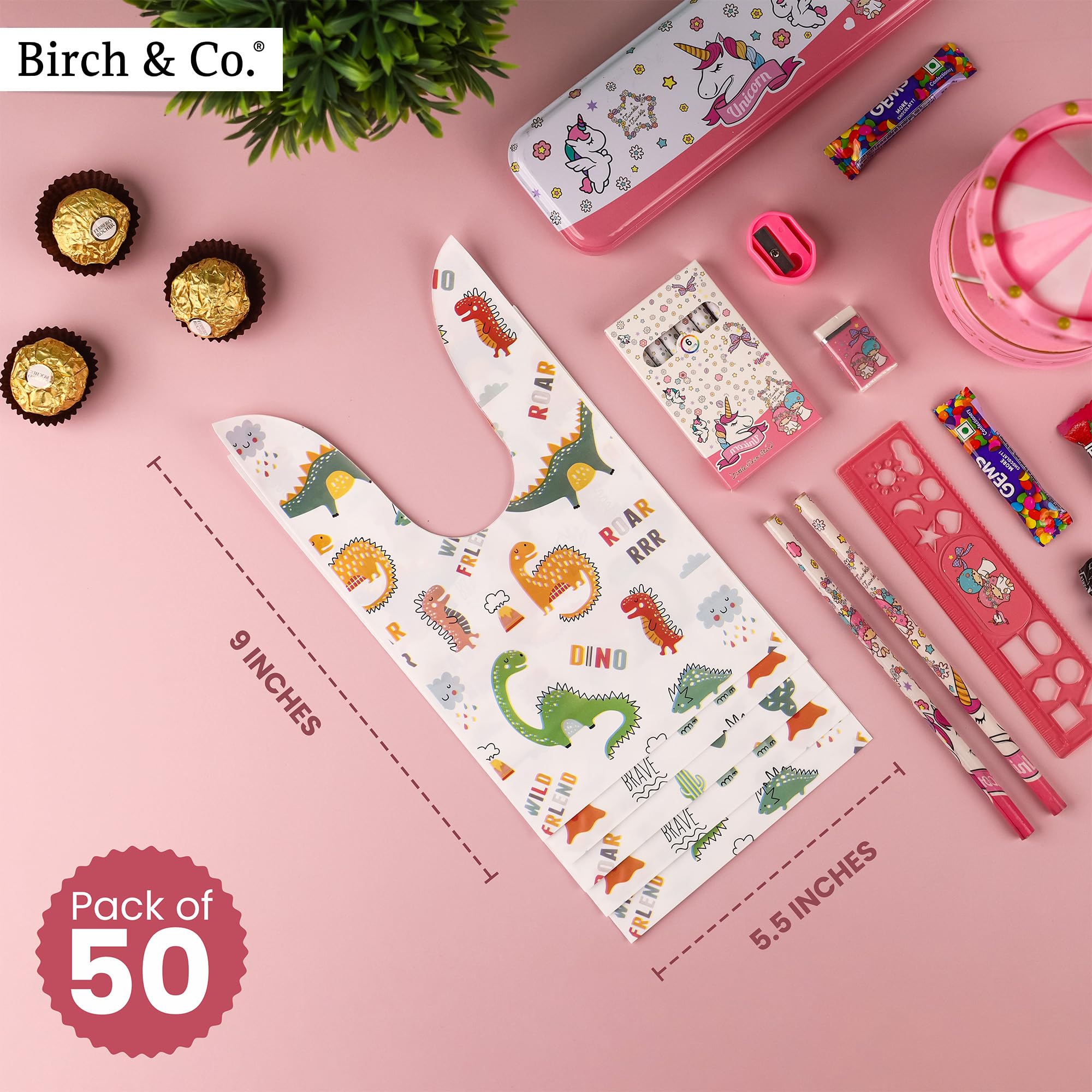 Kids Birthday Return Gift Bags - Party Favor Pouches with Small Dinosaur Design - Premium Goodie Bags for Birthday Parties, Baby Showers & School Events - Perfect for Candy, Toys & Small Gifts