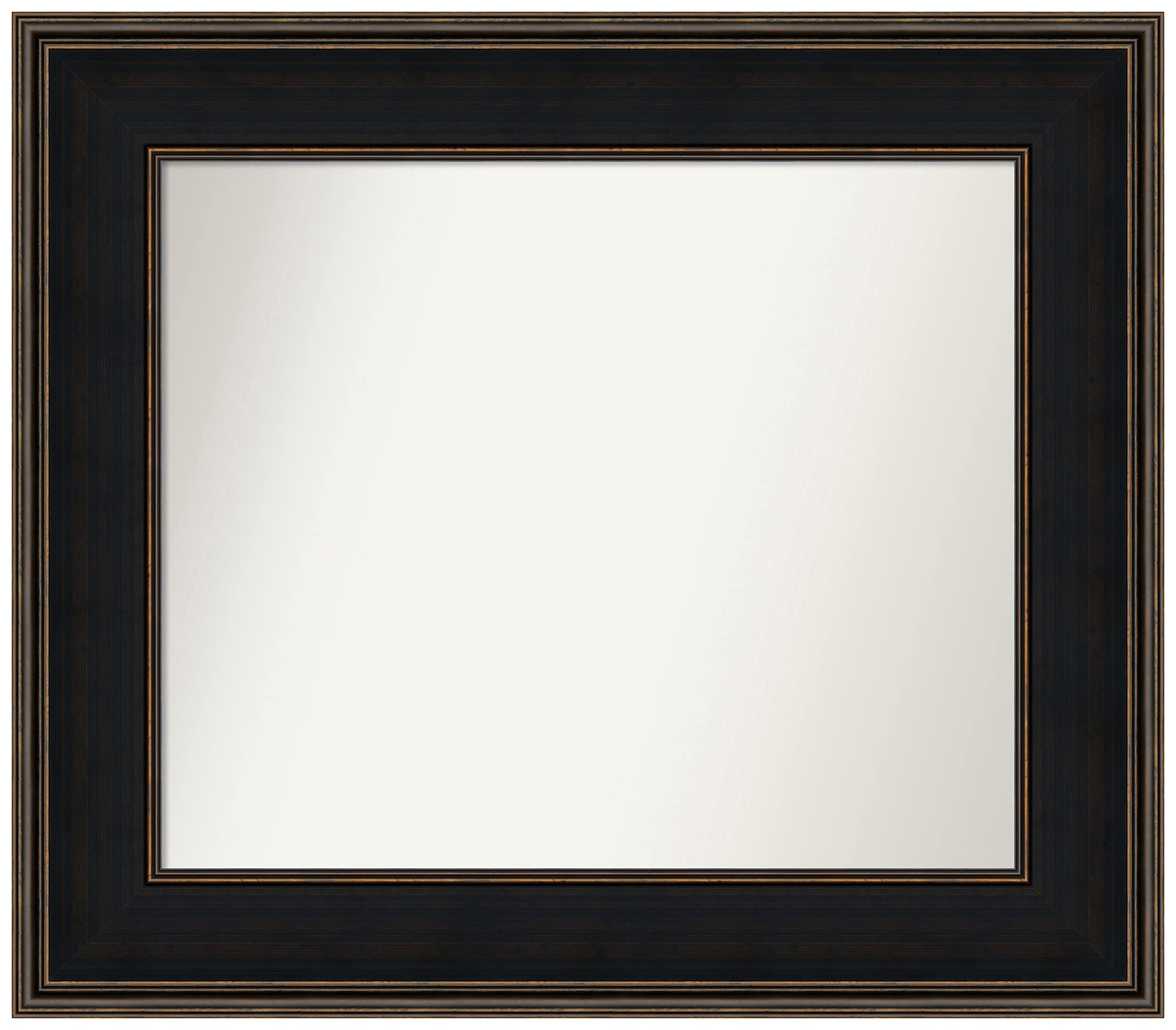 Amanti Art Non-Beveled Custom Wall Mirror - 27.5 x 31.5 Inches, Mezzanine Espresso Frame - Multiple Size Options - Bathroom, Living Room, Bedroom Decor - Black & Brown Wooden Mirror
