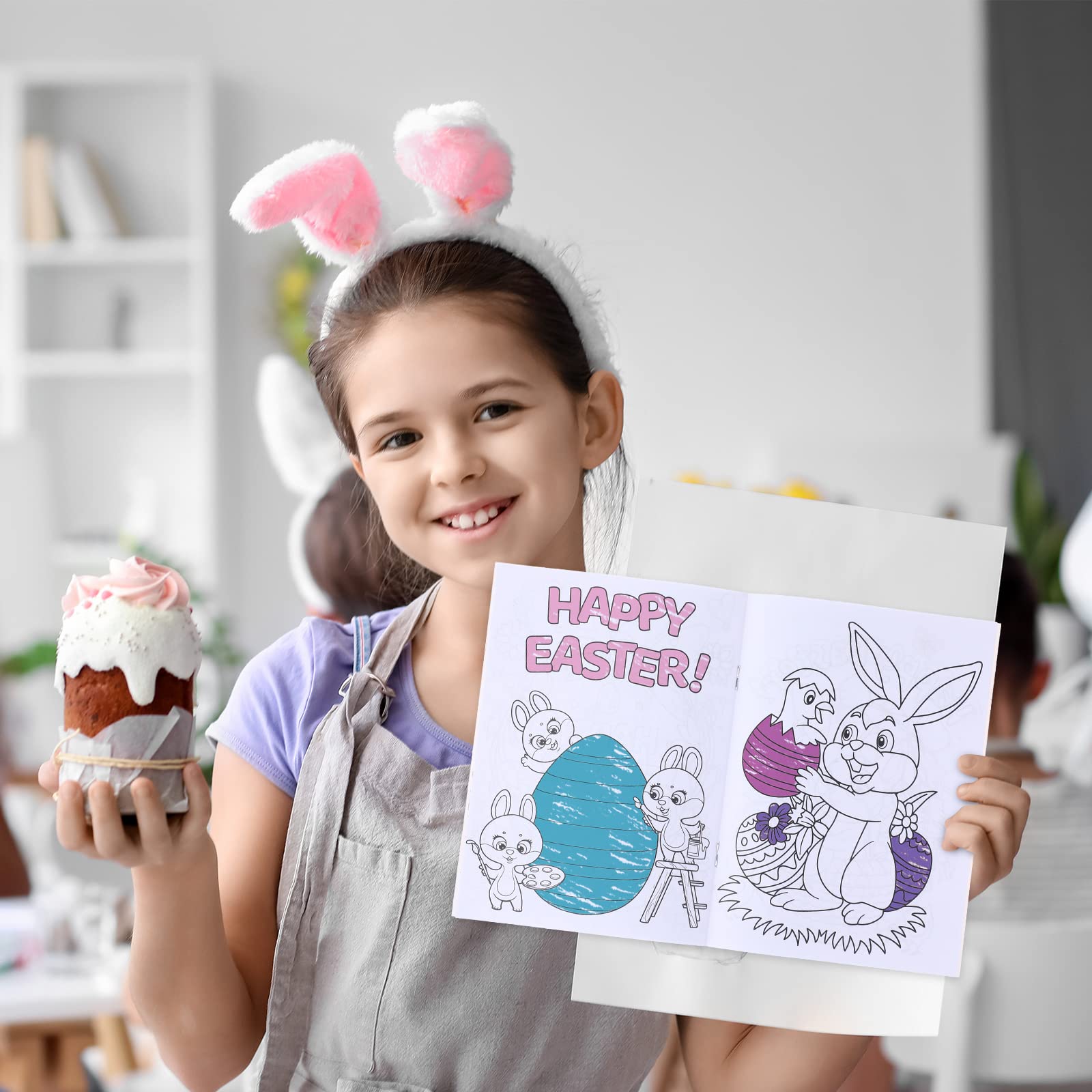 24-Pack Easter Coloring Books with 24 Stacking Crayons - Kids Easter Party Favors, Holiday Activity Books & Classroom Supplies - Perfect for Easter Egg Basket Stuffers, School Activities & Rainbow Art Projects