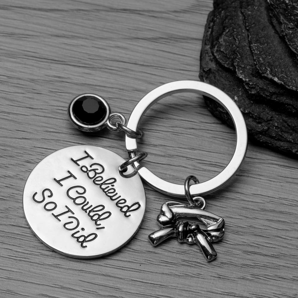 Sportybella Martial Arts Keychain - Motivational 'I Believed I Could So I Did' Belt Keyring - Perfect Karate & Taekwondo Gift for Students & Instructors - Great for Competitions, Graduations & Daily Inspiration