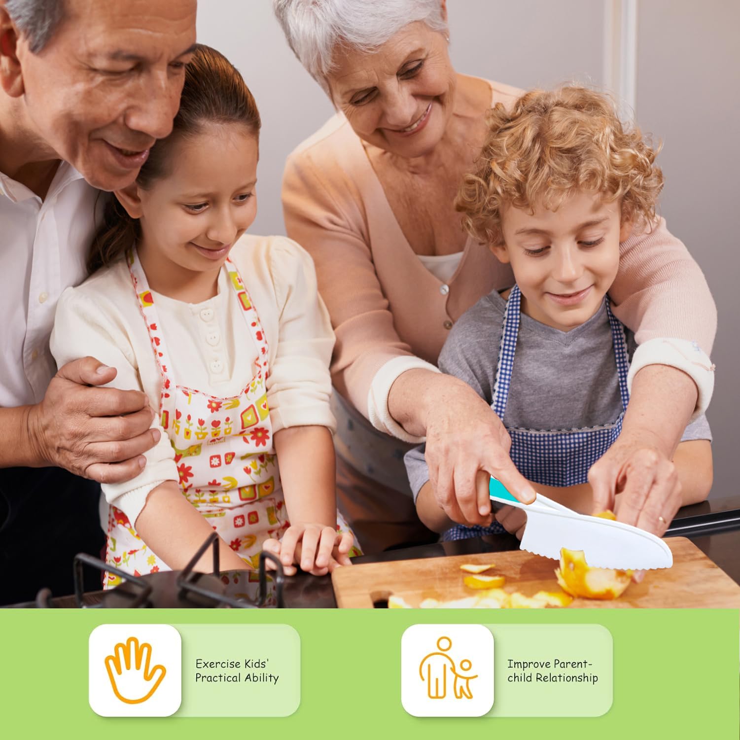 6-Piece Kids Kitchen Knife Set - BPA-Free Cooking & Baking Knives for Toddlers & Children - Safe for Real Cooking, Learning & Meal Prep at Home