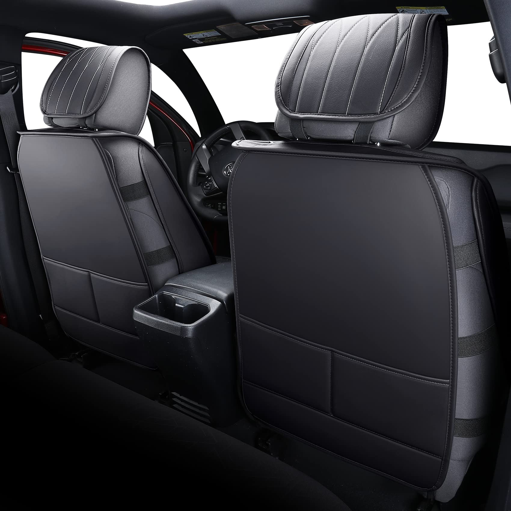 YIERTAI 5-Piece Black & White Seat Covers for 2005-2025 Toyota Tacoma Access Cab, Crew Cab, Double Cab, TRD Sport, Limited & Nightshade Edition - Waterproof & Durable Truck Seat Protectors for Daily Commute, Off-Road Adventures & Work Use