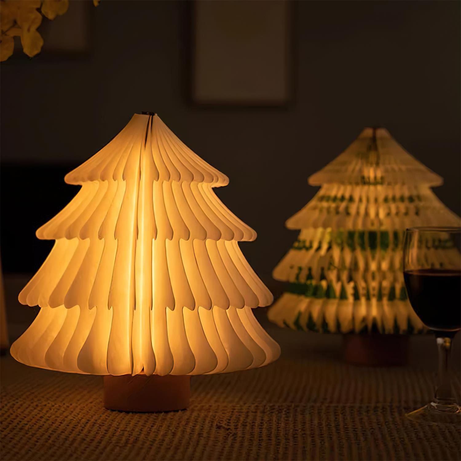 Foldable Christmas Tree Table Lamp - Decorative Holiday LED Light for Home, Office & Party Decor