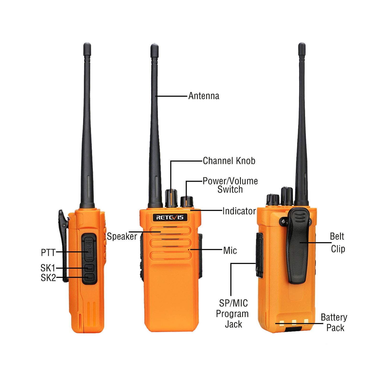 Retevis RT29 6 Pack Long Range Two Way Radios - 3200mAh Rechargeable Walkie Talkies for Adults with Waterproof Mic, VOX & Emergency Alarm - Ideal for Warehouse, Construction, Hiking and Outdoor Activities