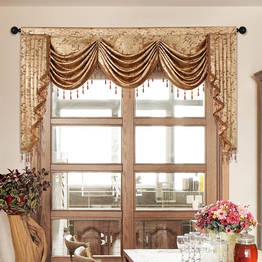Luxury ELKCA European Valance Curtains - Rod Pocket Window Treatment for Living Room & Bedroom (79