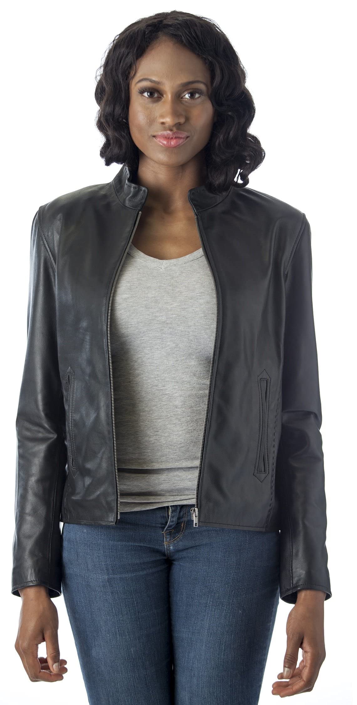 REED Women's Moto Leather Jacket - Genuine Biker Jacket for Women, Stylish Motorcycle Coat - Perfect for Riding, Night Out & Fashion Streetwear