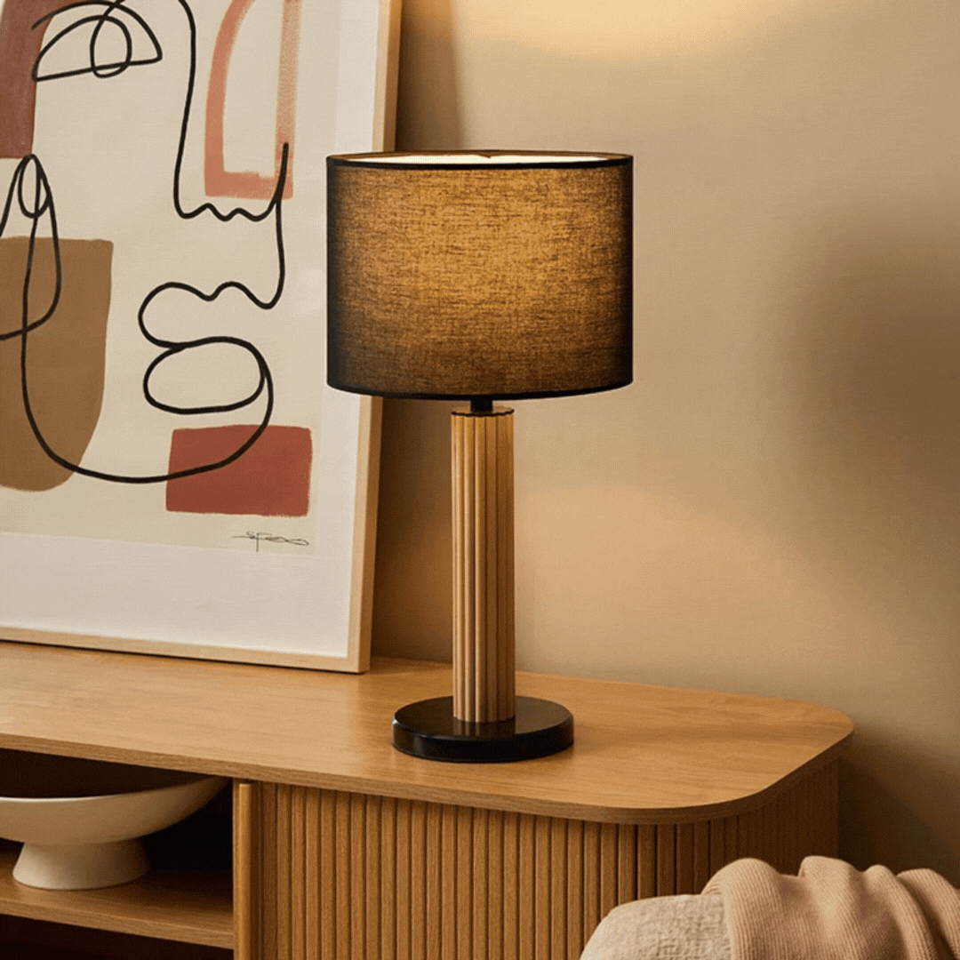 Eve Black Marble Base Table Lamp - Modern Bedside Nightstand Lighting for Bedroom, Living Room & Office Decor