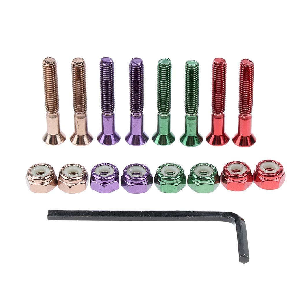 8pcs Replacement Skateboard Truck Hardware Set - 32mm Stainless Steel Screws, Bolts & Nuts for Skateboard Maintenance & Repair | Perfect for DIY Skateboard Upgrades & Longboard Accessories