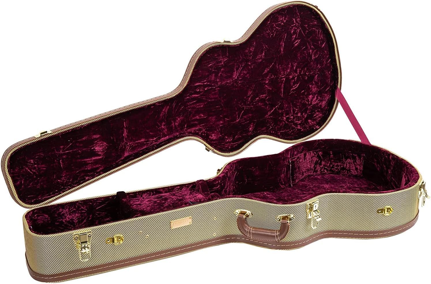 Crossrock Deluxe Wood Case for 335 Style 6 String Semi-Hollow Electric Guitars - Removable Straps & Interior Compartment - Tweed (CRW700SATW) - Perfect for Travel, Storage & Stage Performances
