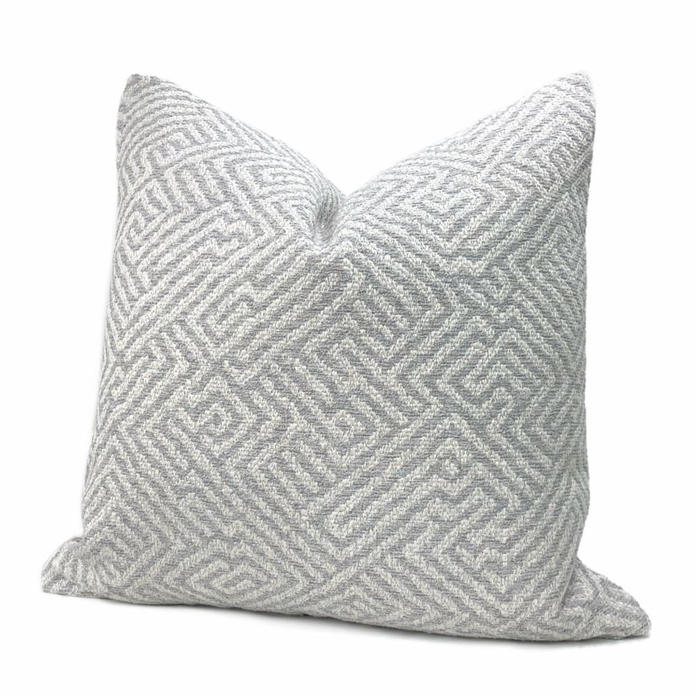 Greek Maze Pattern Pillow Cover - Rhodes Gray | Boho Home Decor, Living Room & Bedroom Throw Pillow Case | Machine Washable Cotton Linen Blend