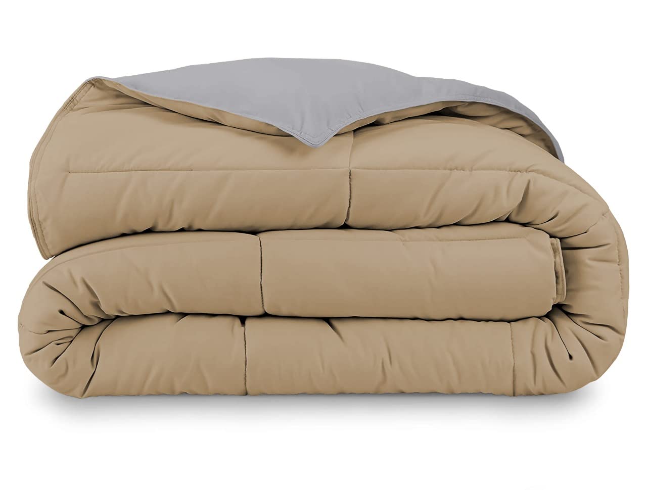Premium Lightweight All-Season Down Comforter - Cal King Size 98x98 Inches, Reversible Quilted Duvet Insert, Breathable & Hypoallergenic - Perfect for Summer & Year-Round Comfort (Taupe) - Ideal for Master Bedrooms, Guest Rooms & Cozy Home Decor