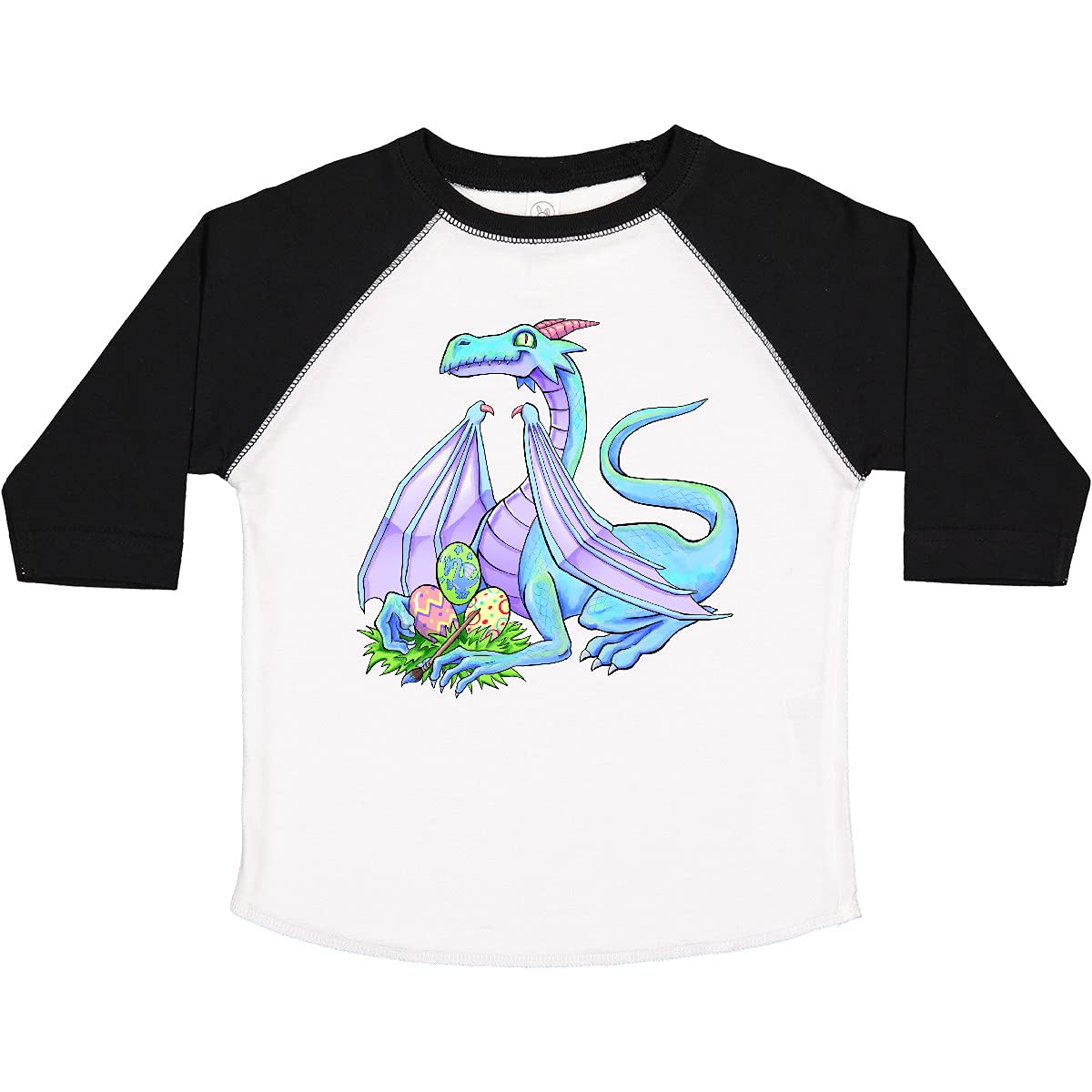 Easter Dragon Toddler T-Shirt - Blue Painted Eggs Design for Kids Party