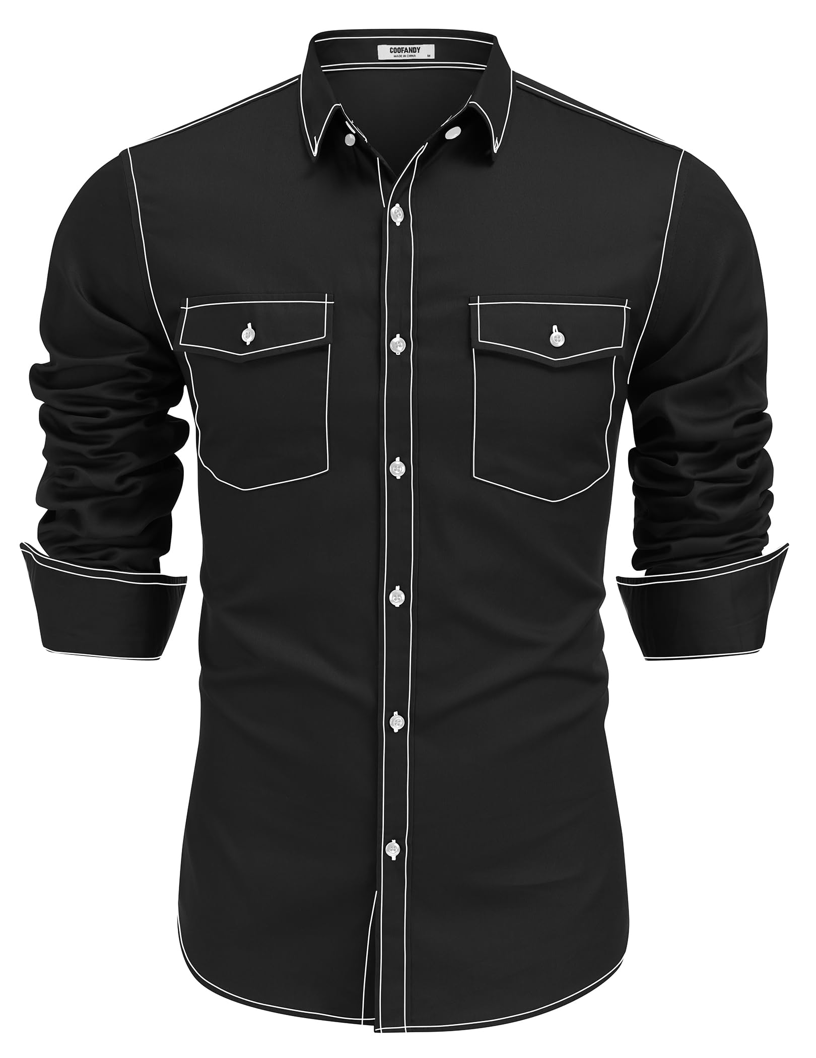 COOFANDY Men's Western Cowboy Shirts - 100% Cotton Long Sleeve Button Down Shirt with Two Front Pockets & Embroidered Design | Perfect for Rodeo, Country Music Festivals & Western Style Outfits