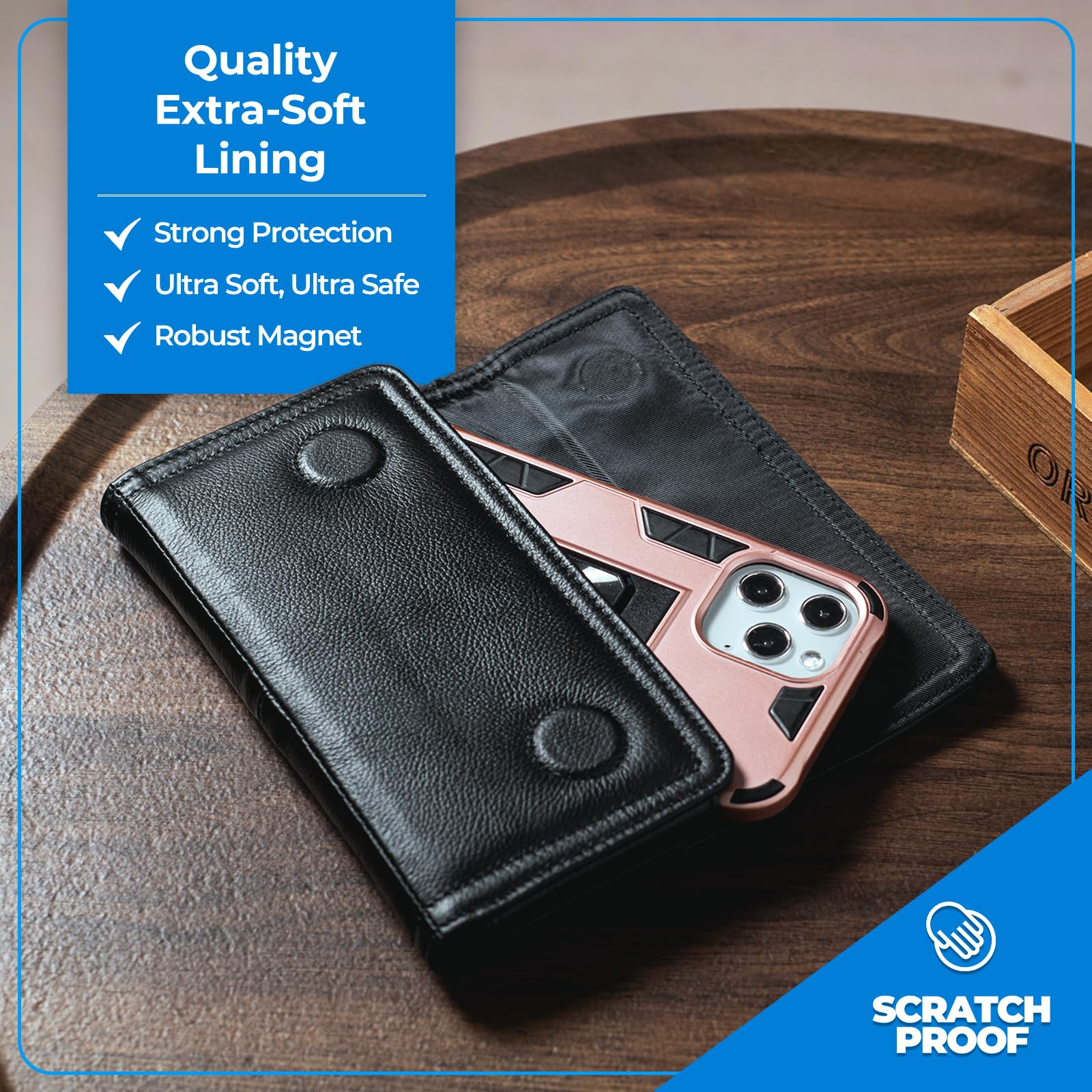 Premium Leather Phone Holster Belt Case - Compatible with iPhone 16 Pro Max/15 Pro Max/14 Plus & Samsung Galaxy A15/A25/S24 Ultra/S23+ - Secure Belt Clip Pouch for Everyday Carry (Black) - Ideal for Outdoor Activities, Work & Travel