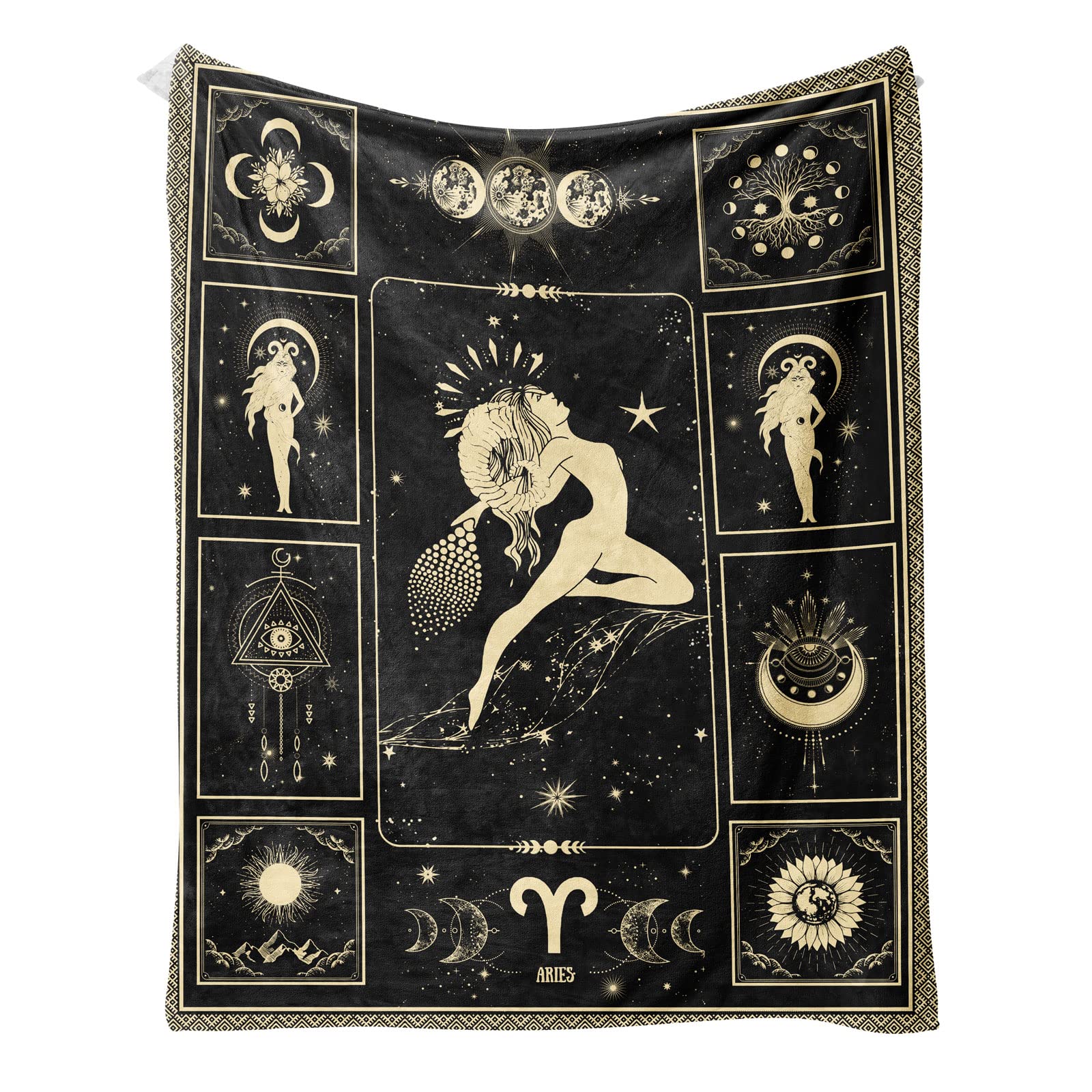 Aries Constellation Blanket - Lightweight Microfiber Astrology Throw with Sun & Moon Design - Perfect for Birthday, Graduation Gifts - 40