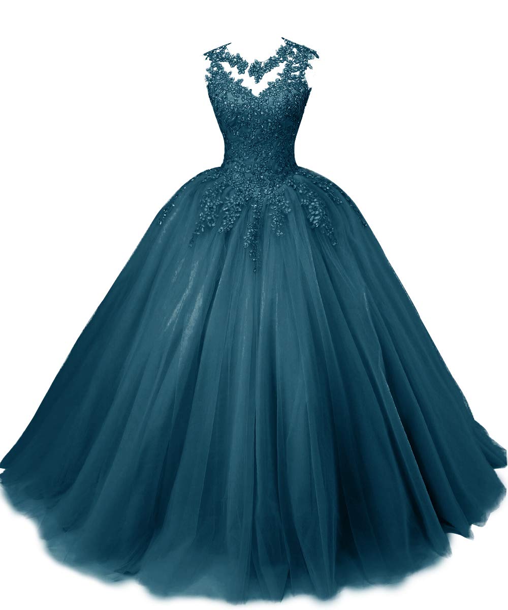 Elegant Prom Dress Ball Gown for Quinceañera & Sweet 16 | Lace Appliques Princess Tulle Dress | Perfect for Homecoming, Debutante Balls & Formal Events