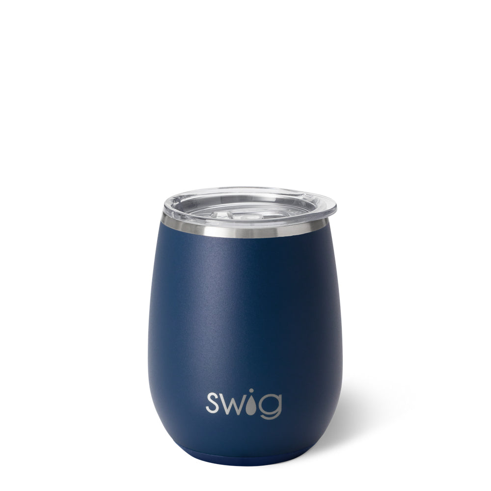 14oz Navy Blue Stemless Wine Glass - Elegant & Durable for Red, White, or Rosé - Perfect for Parties, Weddings, and Home Entertaining