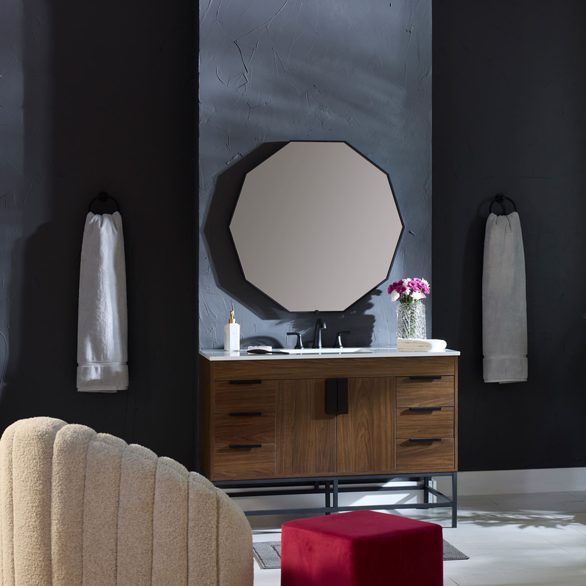 48 Inch LED Bathroom Mirror with Lights - Modern Black Framed Vanity Mirror for Makeup & Shaving - Perfect for Home, Salon, and Hotel Decor