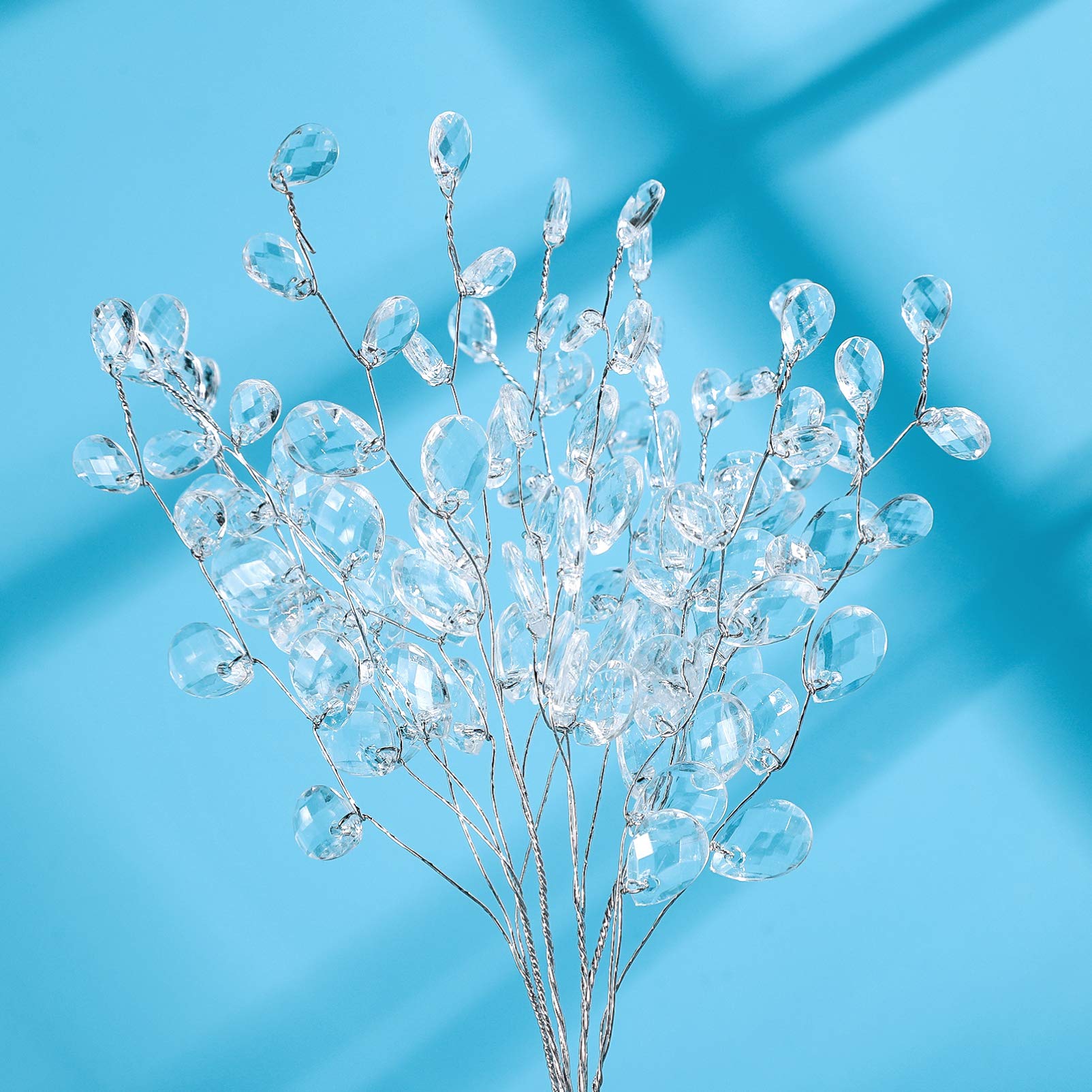 IMIKEYA 50-Piece Acrylic Crystal Flower Bouquet - Artificial Beaded Floral Arrangement with Acrylic Drop Flowers for Wedding Centerpieces, Home Decor, and Party Decorations