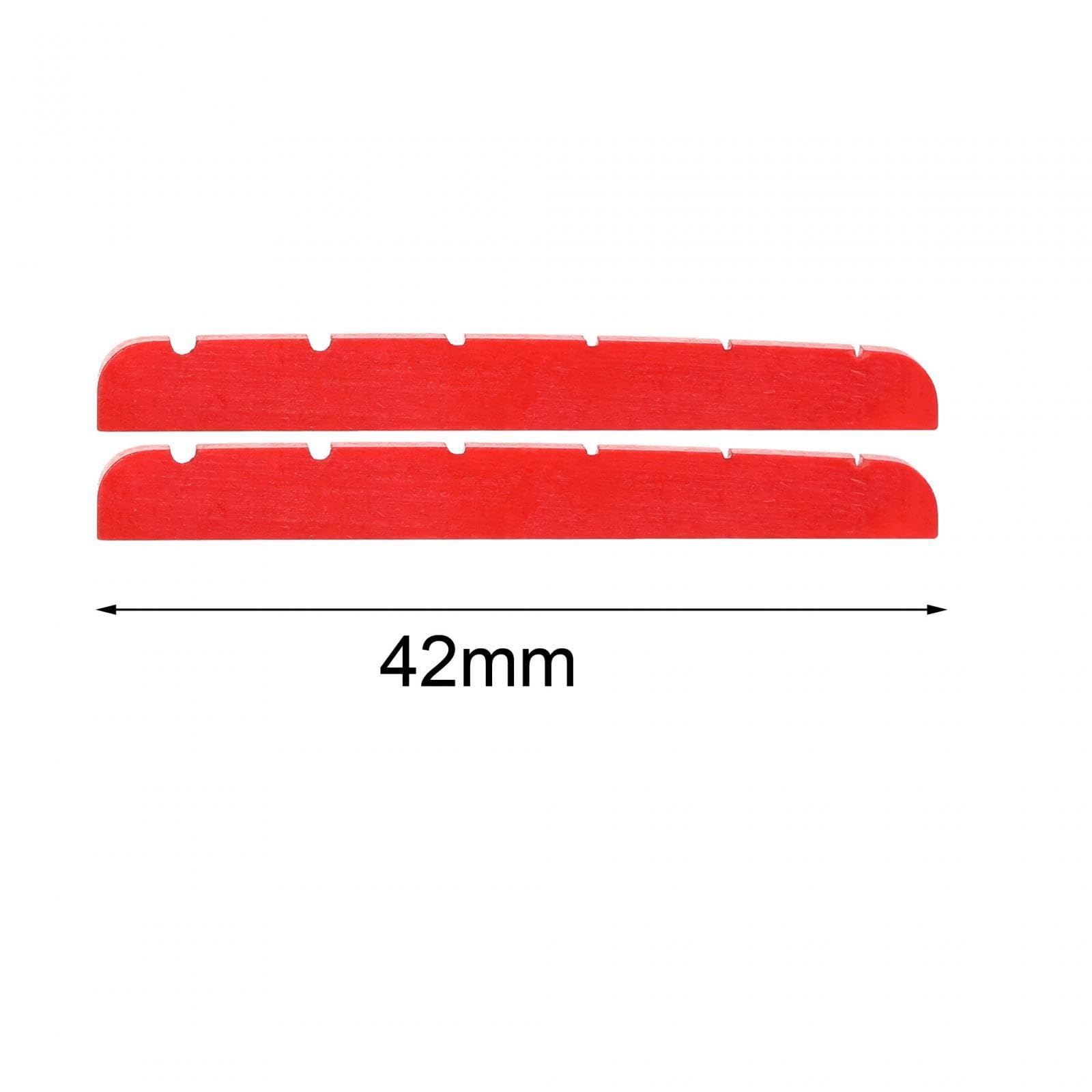 2-Pack Electric Guitar Bone Nut 42mm with Curved Bottom & Brass Insert - 42x3.5mm Replacement Nut for 6-String Guitars (Red) - Perfect for Gibson, Fender & Les Paul Style Guitars - DIY Guitar Repair & Upgrade Accessory