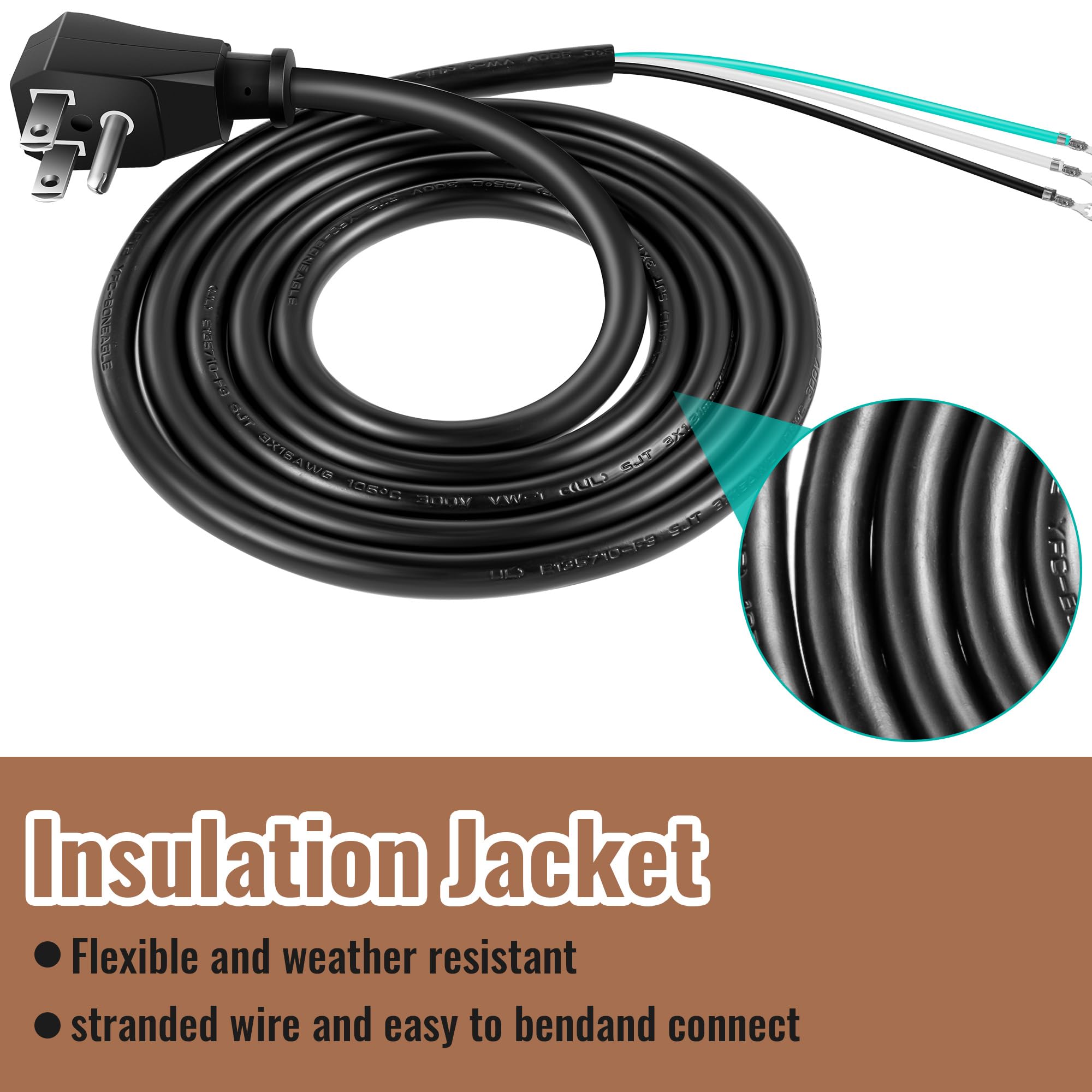 W11365014 Dishwasher Power Cord Replacement - 6 ft UL Certified Dishwasher Installation Kit with Right Angle Plug for Easy Dishwasher Setup & Maintenance