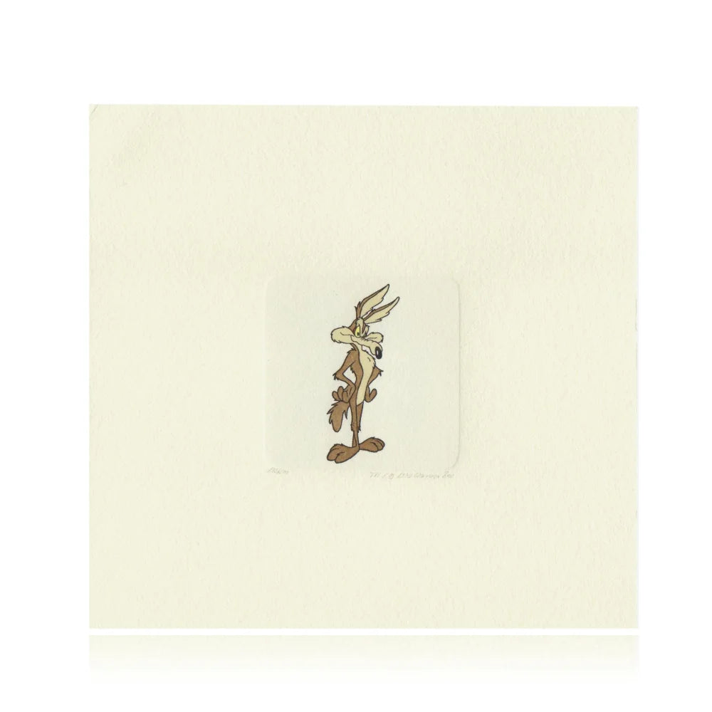 Hand-Painted Coyote Etching Artwork by Sowa & Reiser - Limited Edition #D/500 Looney Tunes Collectible - Perfect for Cartoon Lovers' Home Decor & Office Display